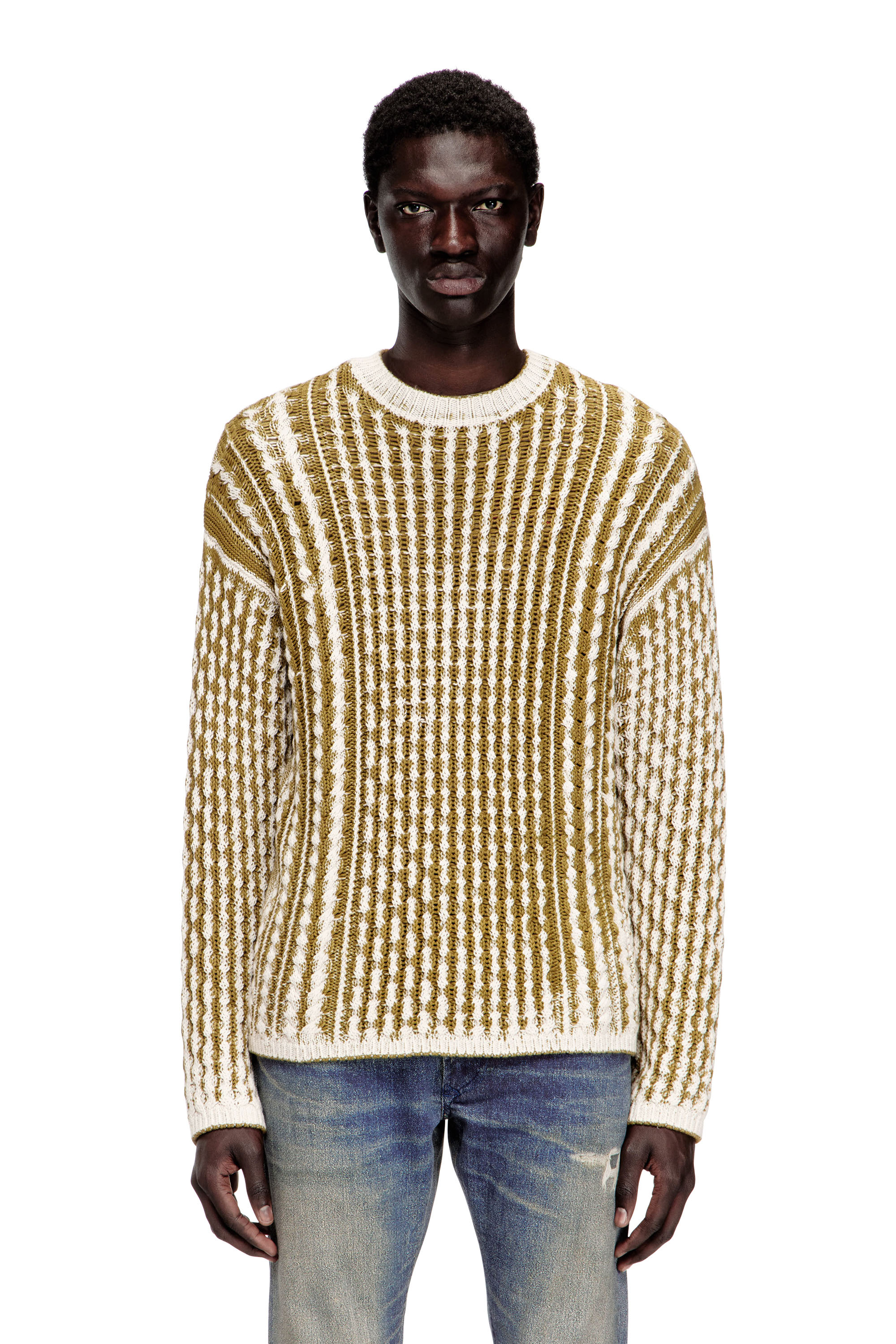 Diesel - K-MOISE, Man's Reverse-print cable-knit jumper in null - 1
