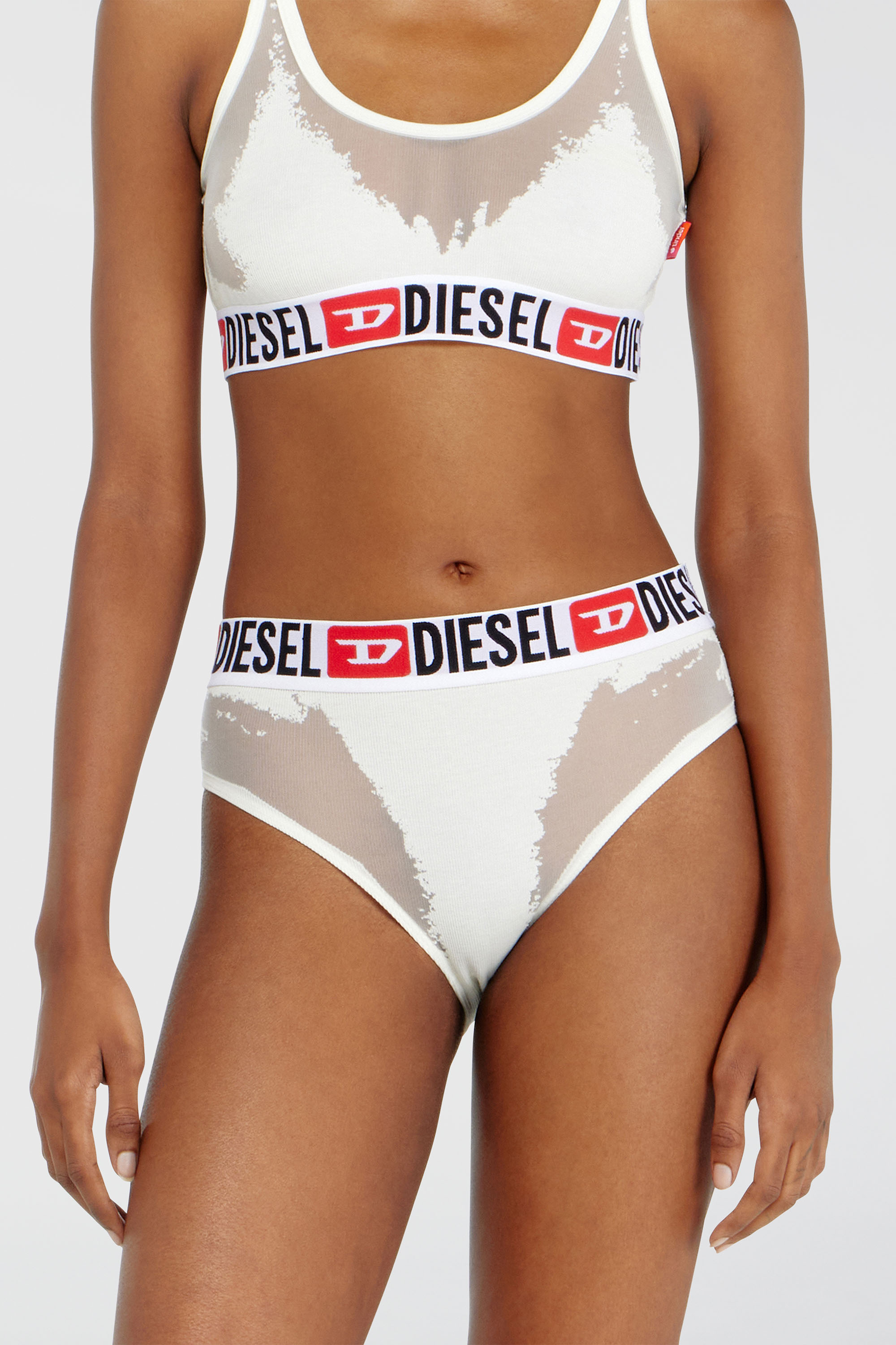 Diesel - PR-SAM-D-CORE, Woman's Briefs with sheer devor&eacute; effect in White - 1