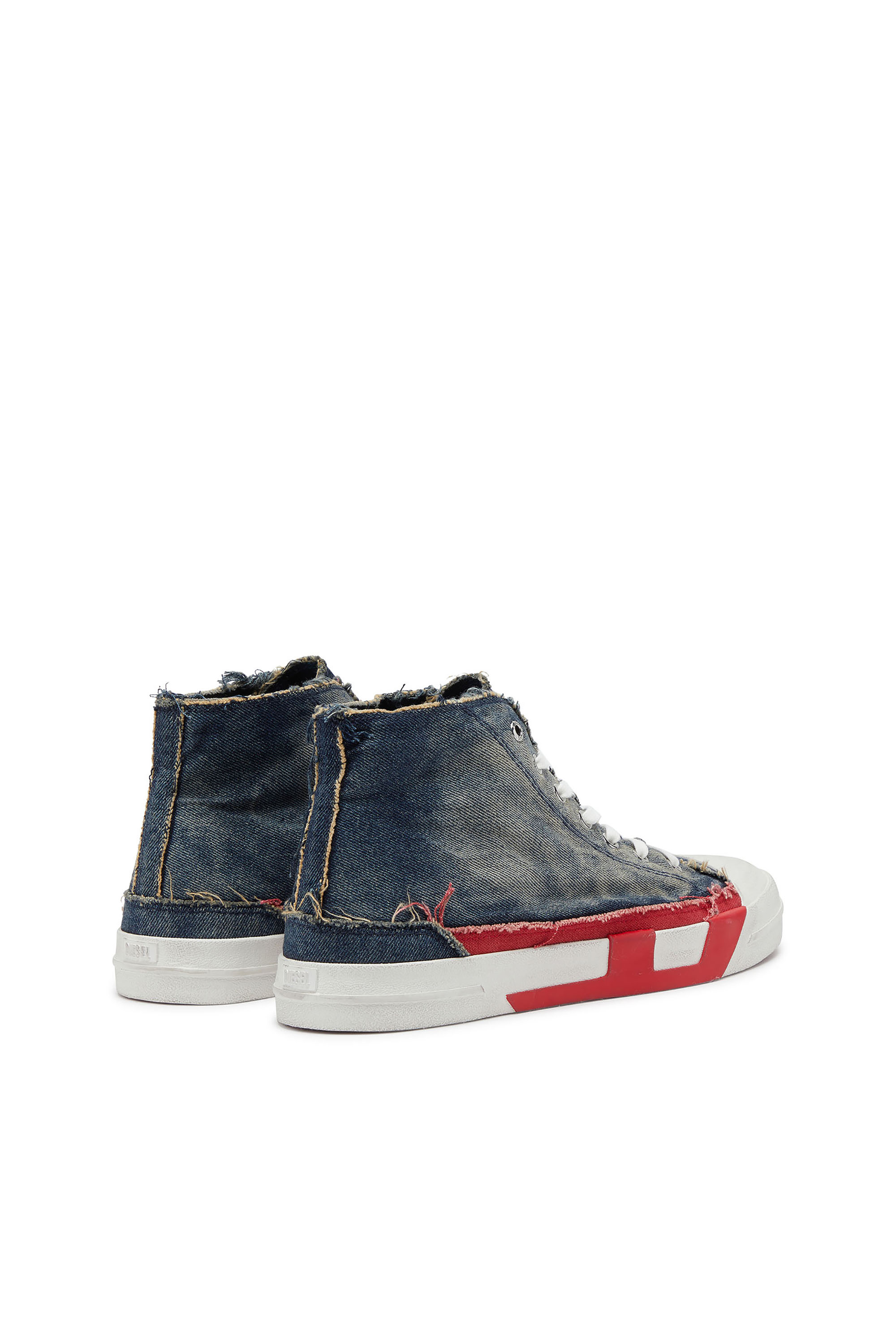 Diesel - S-D-VERSE MID II, Man's D-Verse-High-top sneakers in denim with D logo in Blue/Red - 4