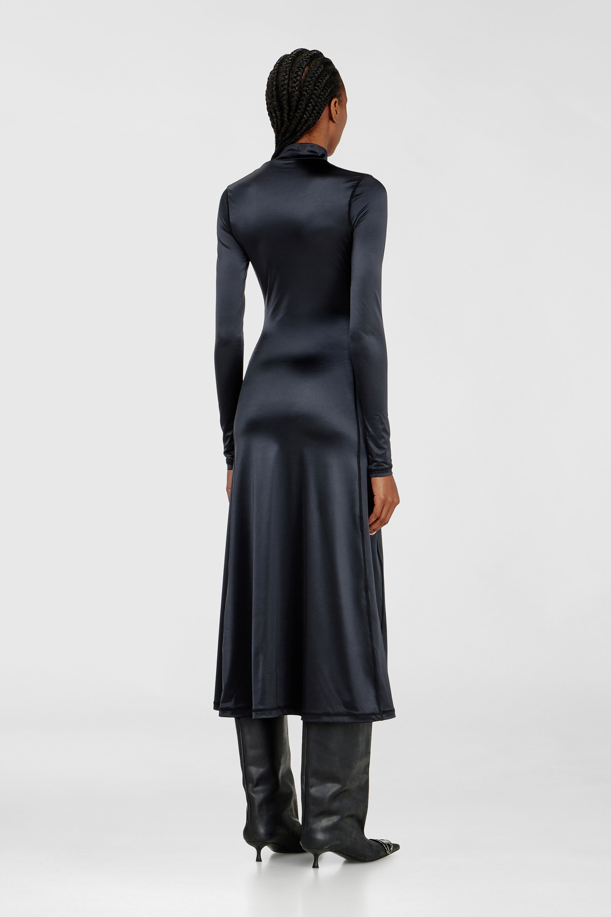 Diesel - D-UNGO, Woman's Fluid midi dress with turtle neck in Black - 4