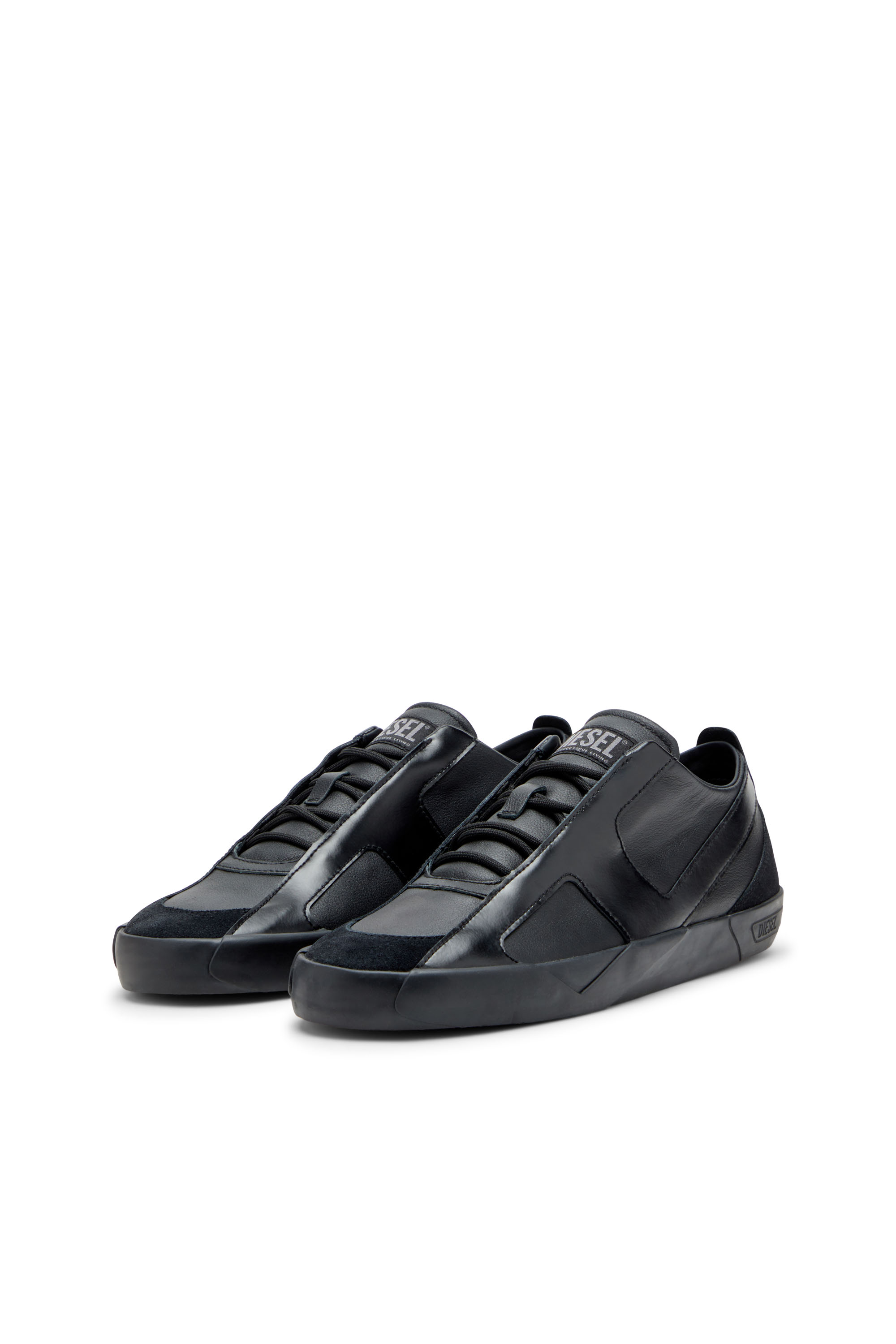 Diesel - S-SLANTE-D LOW, Man's S-Slante-D-Sneakers in suede and leather with D logo in Black - 9