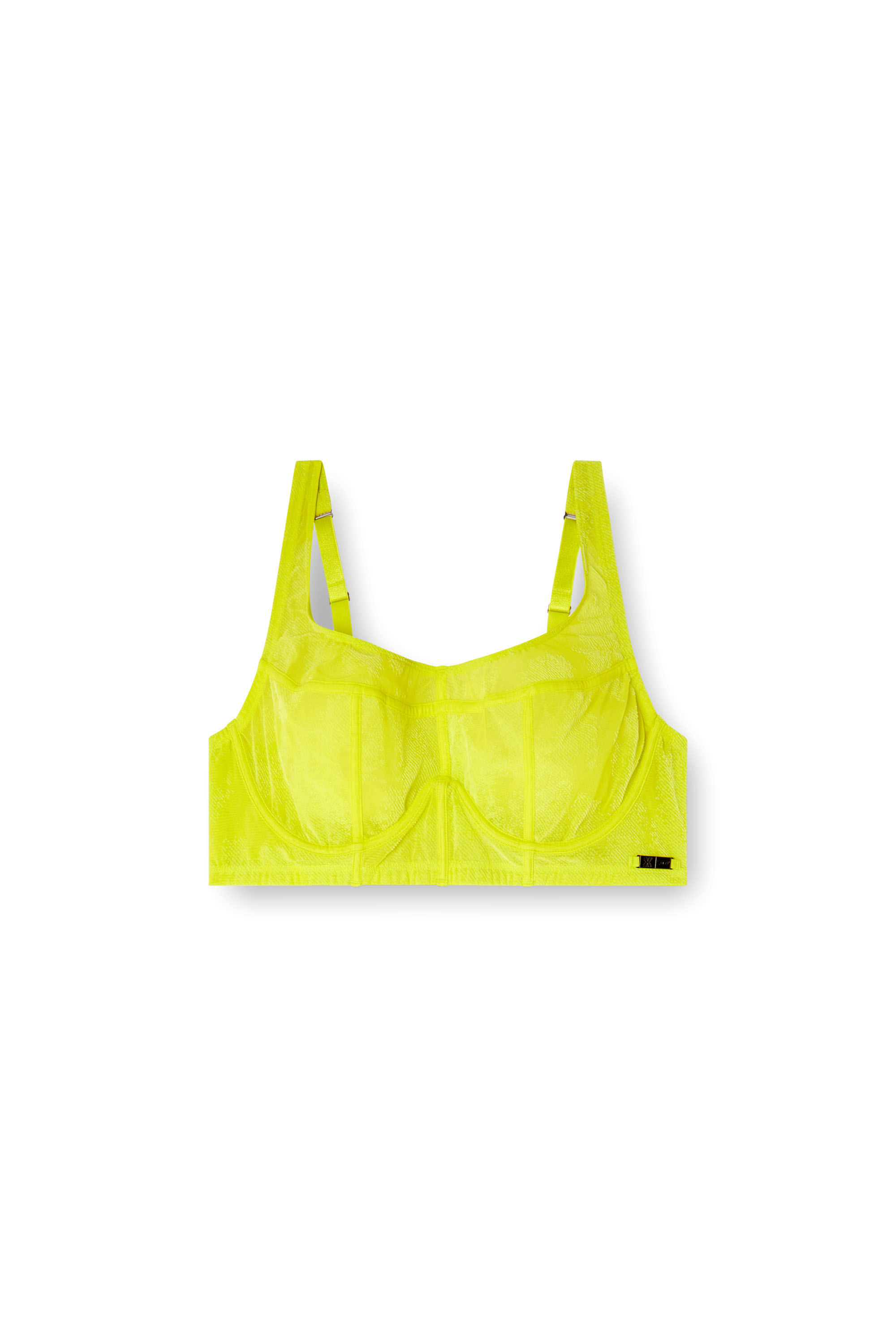 Diesel - C-LONGLINE-BRA, Woman's Longline bra in flocked mesh in Green Fluo - 4