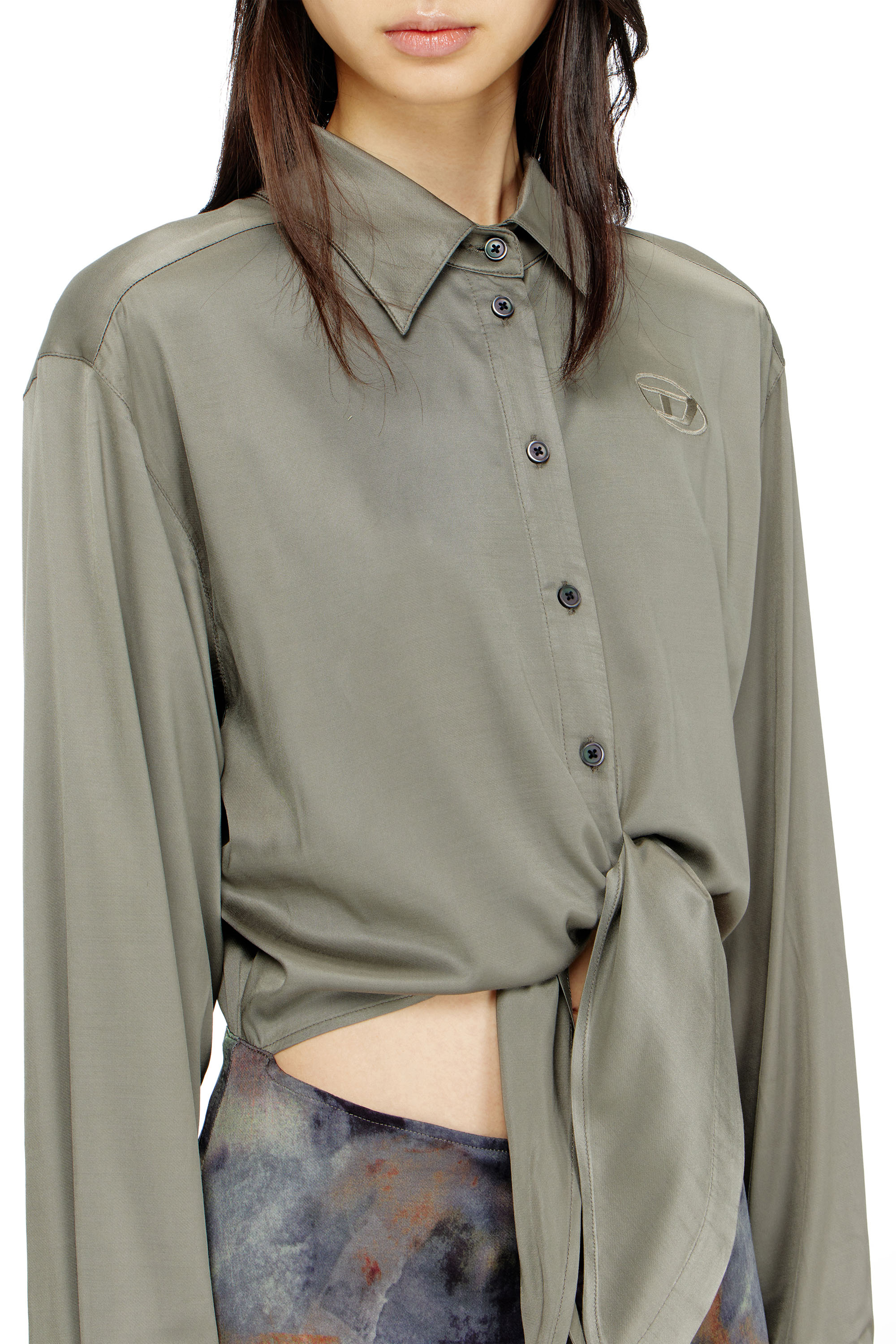 Diesel - D-ELTA, Woman's Satin midi dress with knotted top in null - 4