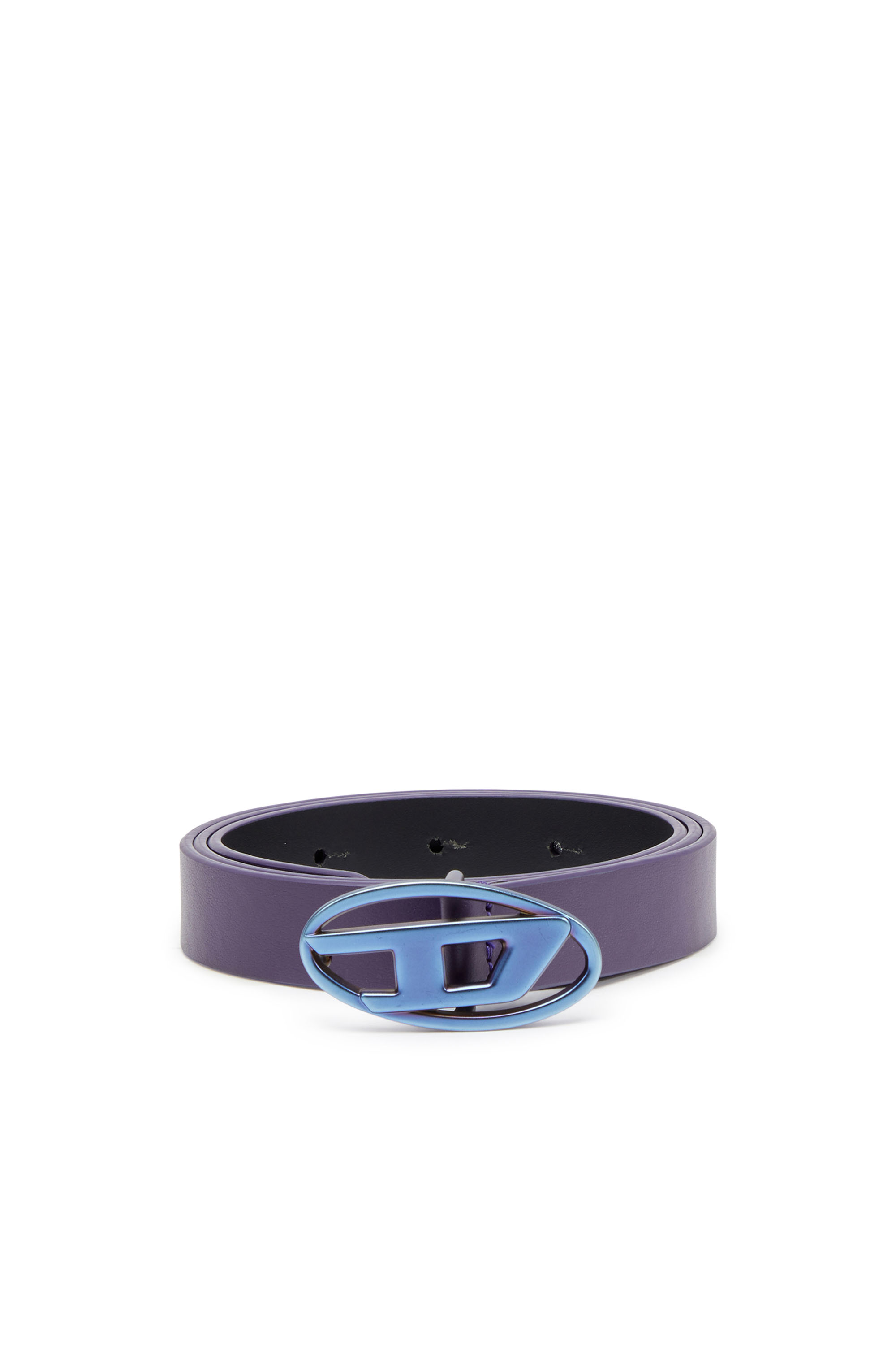 Diesel - B-1DR 20, Woman's Slim leather belt with iridescent buckle in Azure - 1