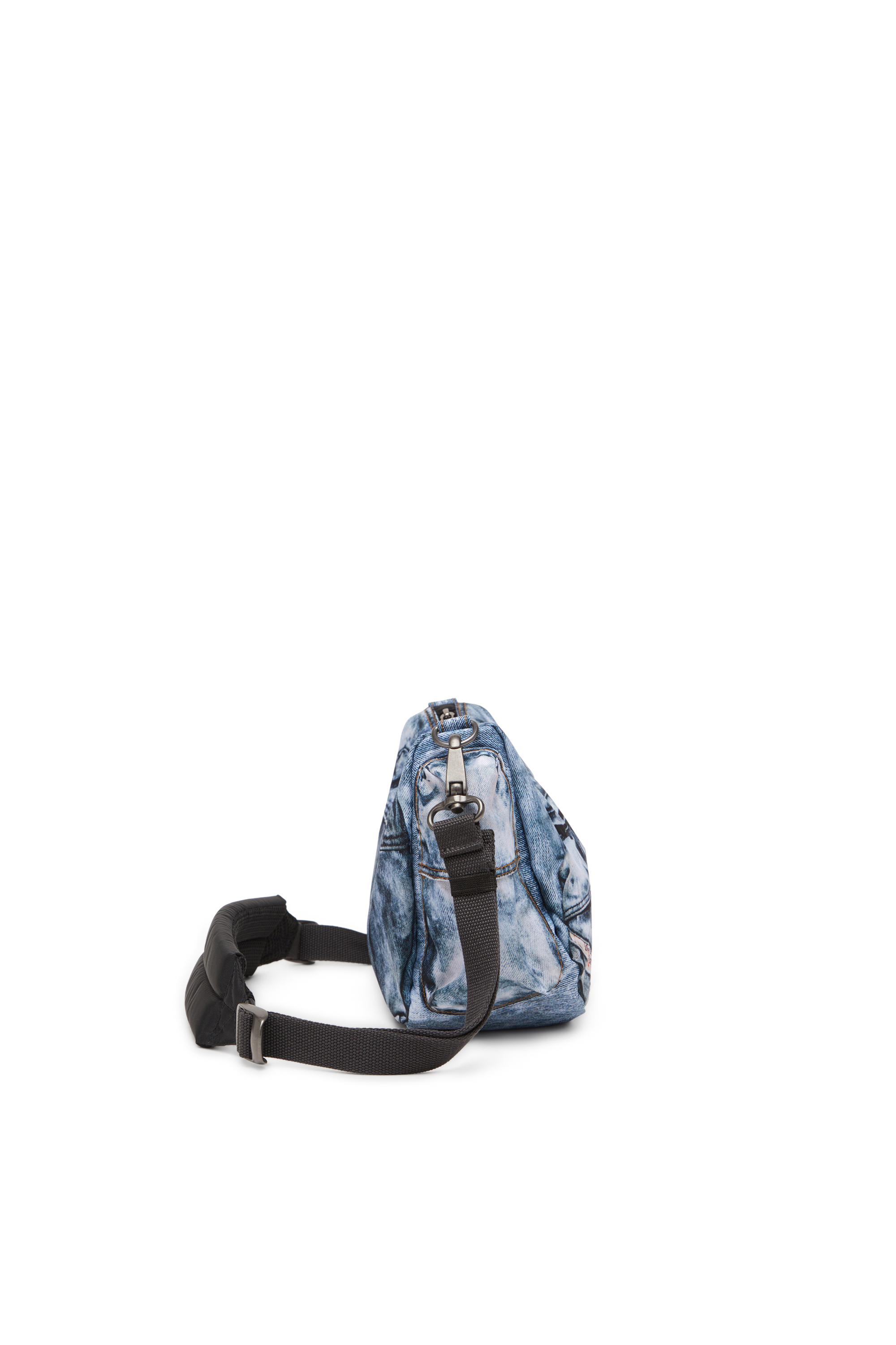 Diesel - DIESEL SHOULDER BAG, Unisex's Multipocket bag in trompe l'oeil denim in Blue - 4