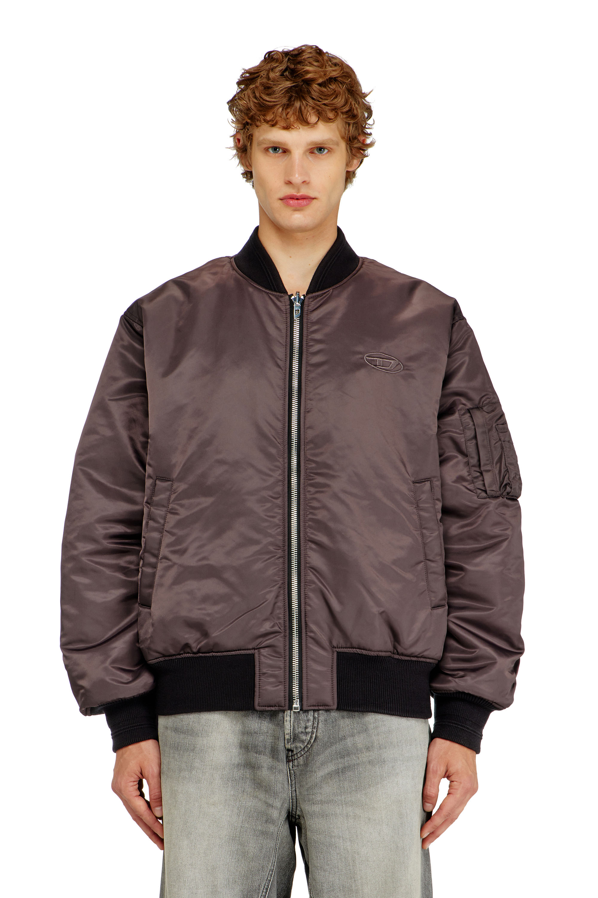 Men's Padded bomber jacket with Oval D embroidery | Black | Diesel