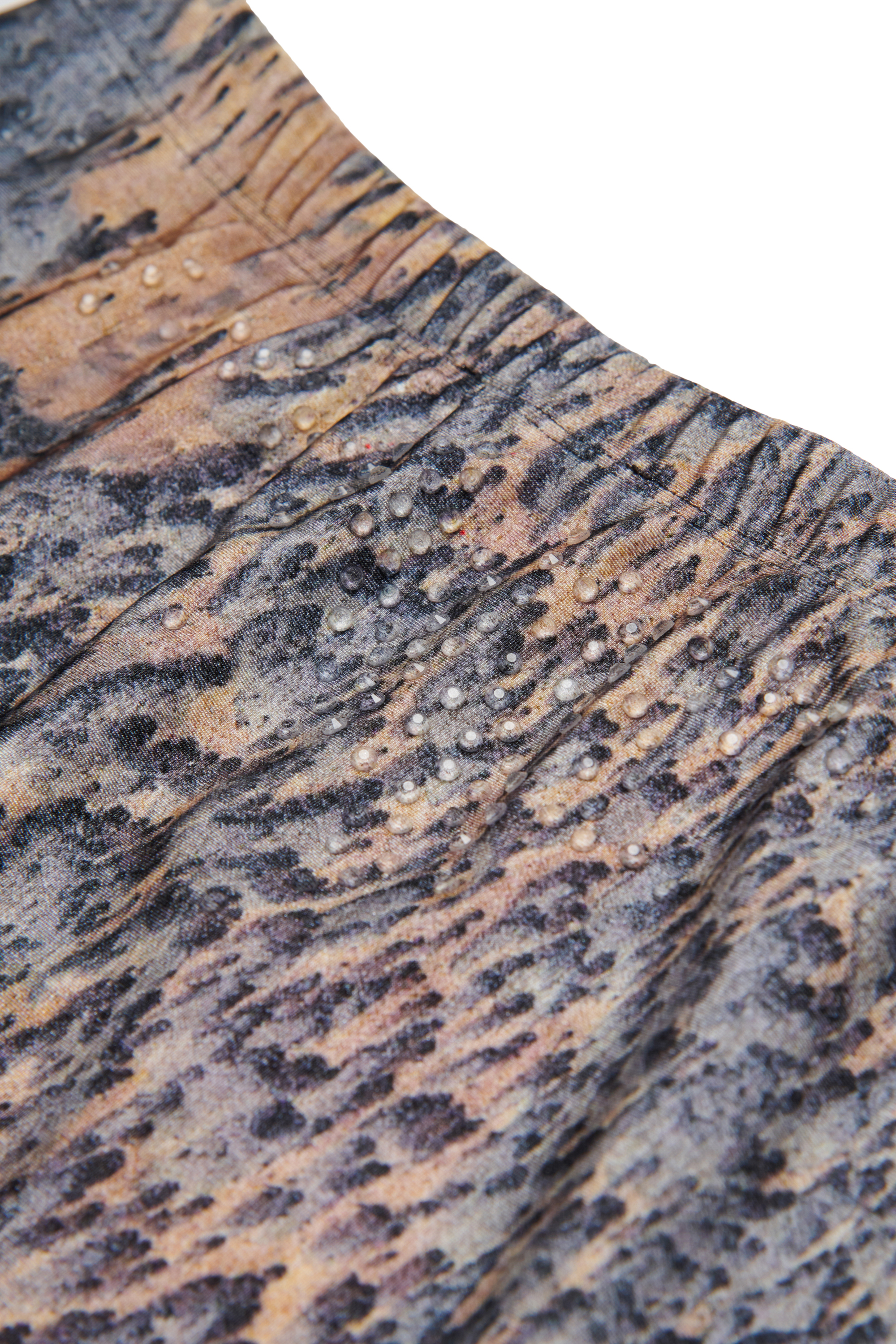 Diesel - GAELA, Woman's Nylon skirt with graphic print in Blue/Brown - 4