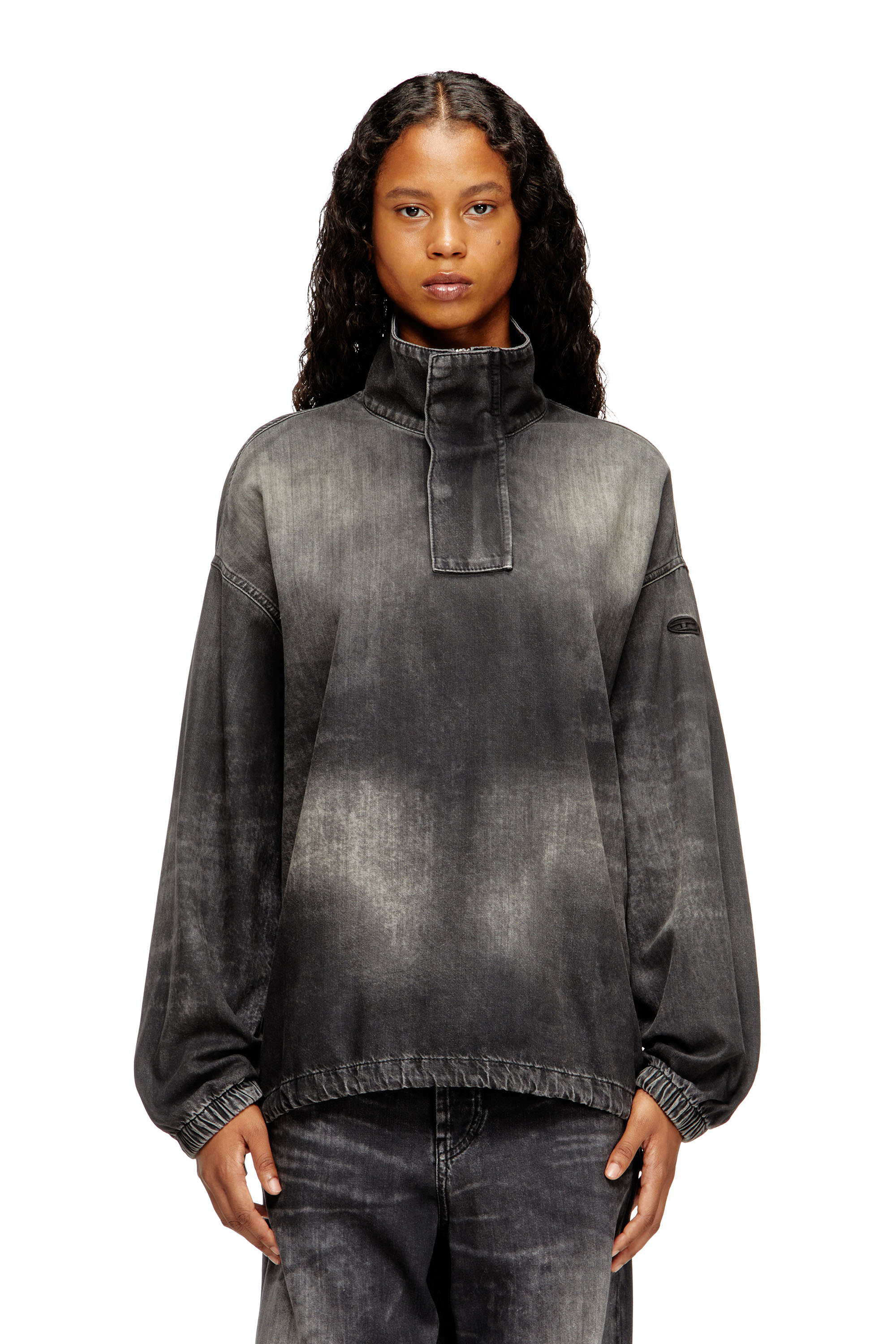 Diesel - D-FLOW-S3, Unisex's Denim top with mock neck in Black - 2