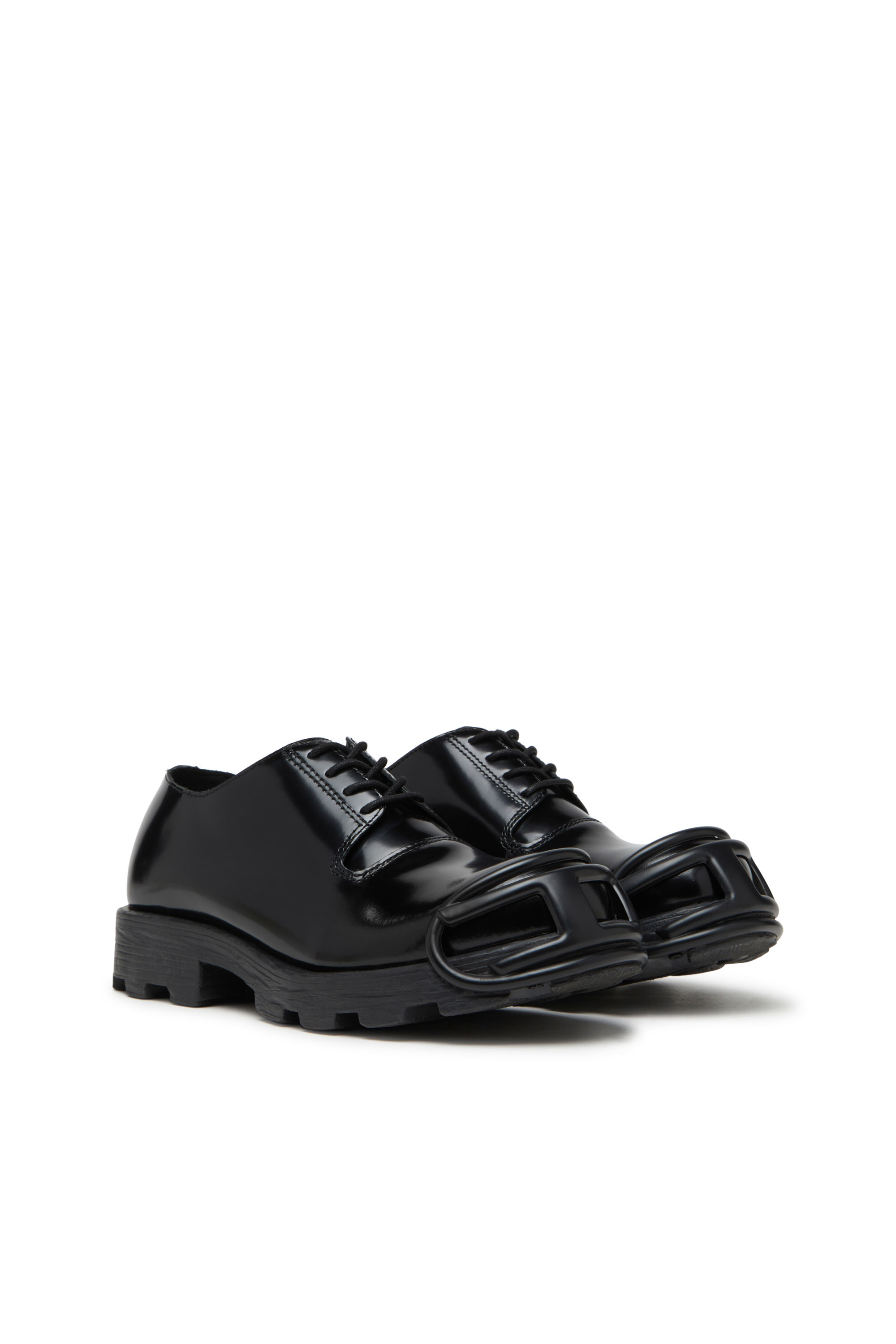 Diesel - D-HAMMER SO D, Man's D-Hammer-Leather lace-up shoes with oval D toe cap in Black - 2