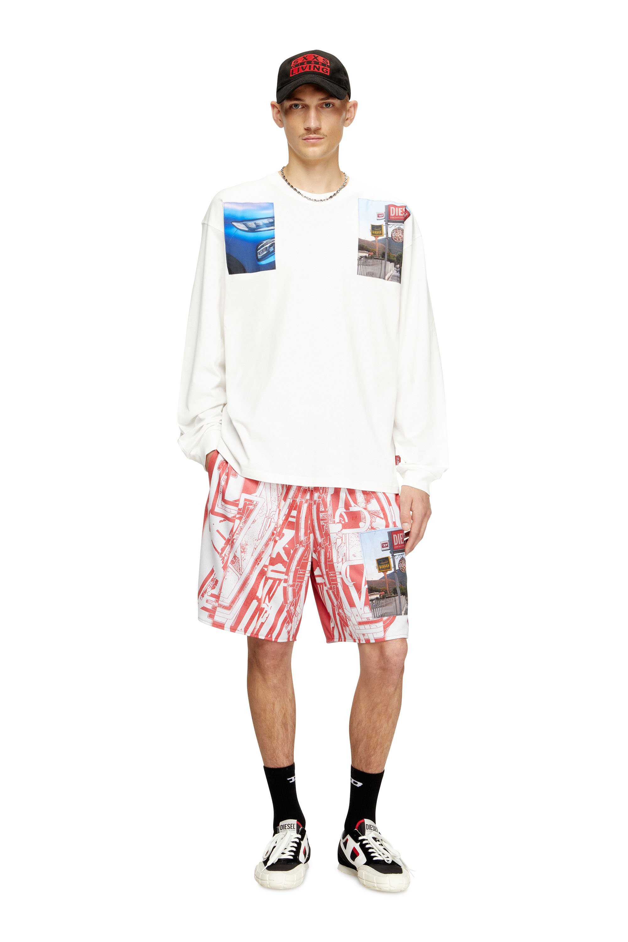 Diesel - T-BOXT-LS-T5, Man's Long-sleeve T-shirt with logo photo patches in White - 2