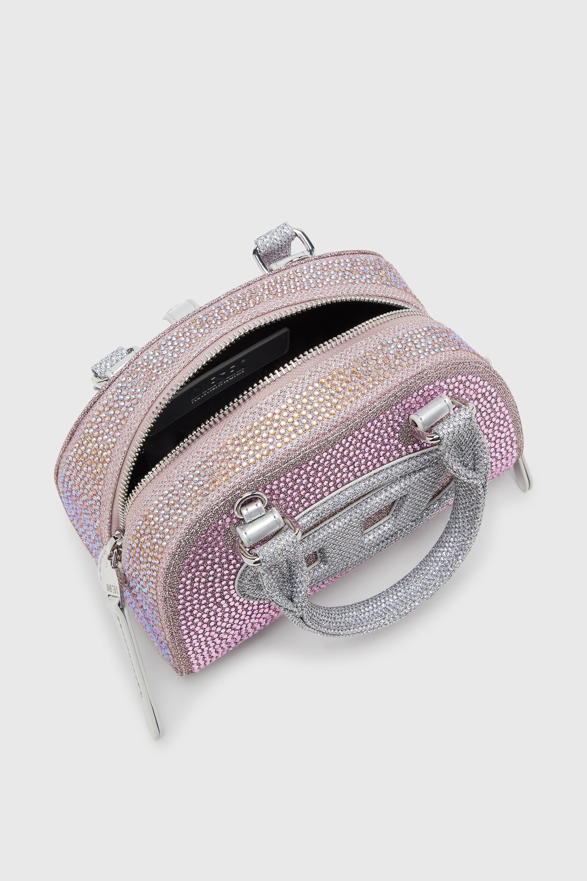 Diesel - 1DR DOME CROSSBODY, Woman's 1DR Dome - Small bowling bag in crystal Lurex in Pink - 4