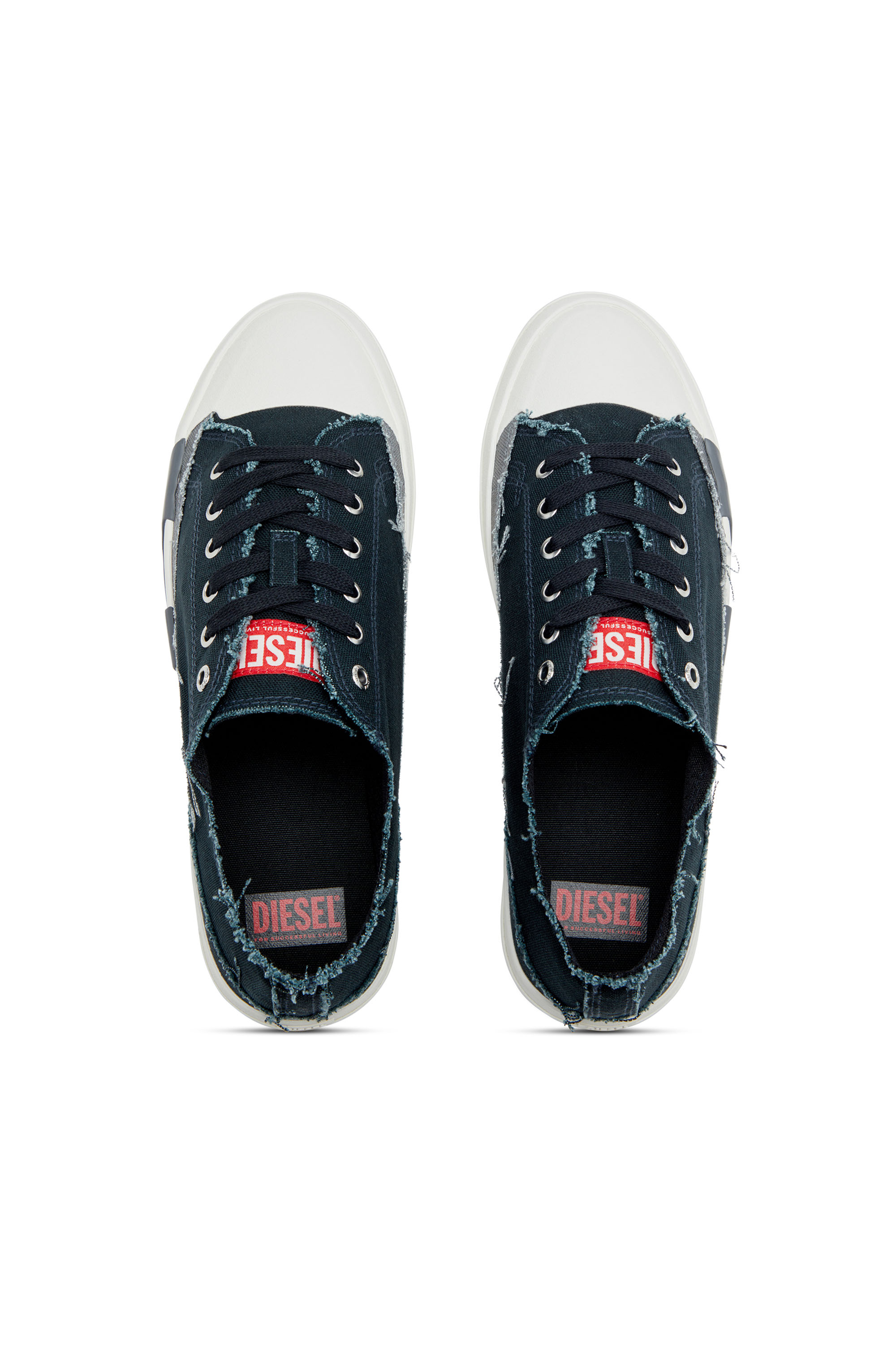 S-D-VERSE LOW, Blue/Grey Diesel - S-D-VERSE LOW, Man's S-D-Verse-Sneakers in frayed canvas in Blue/Grey - 4