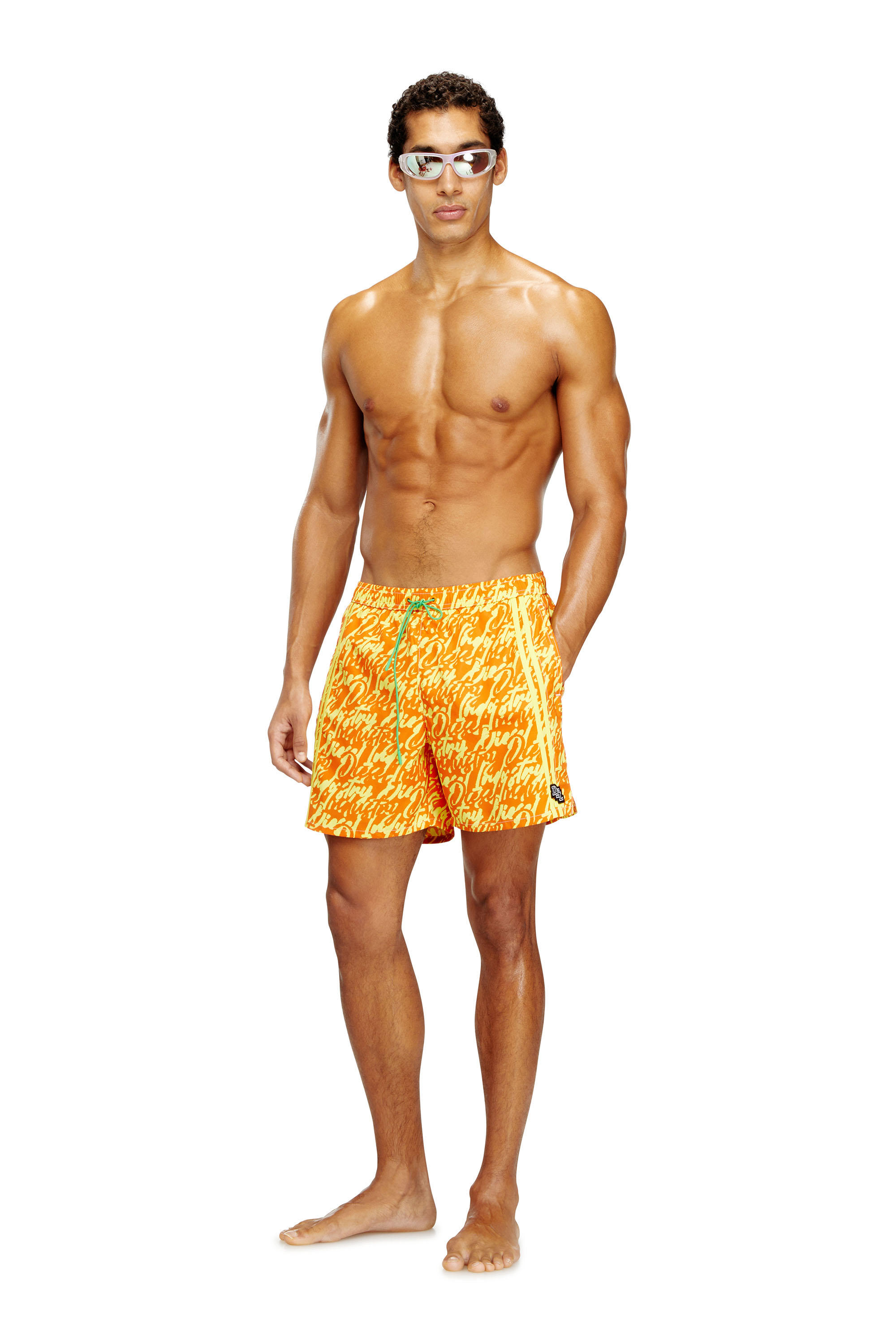 Diesel - SOCCER-41-D-POP, Man's Swim shorts with all-over logo print in null - 1