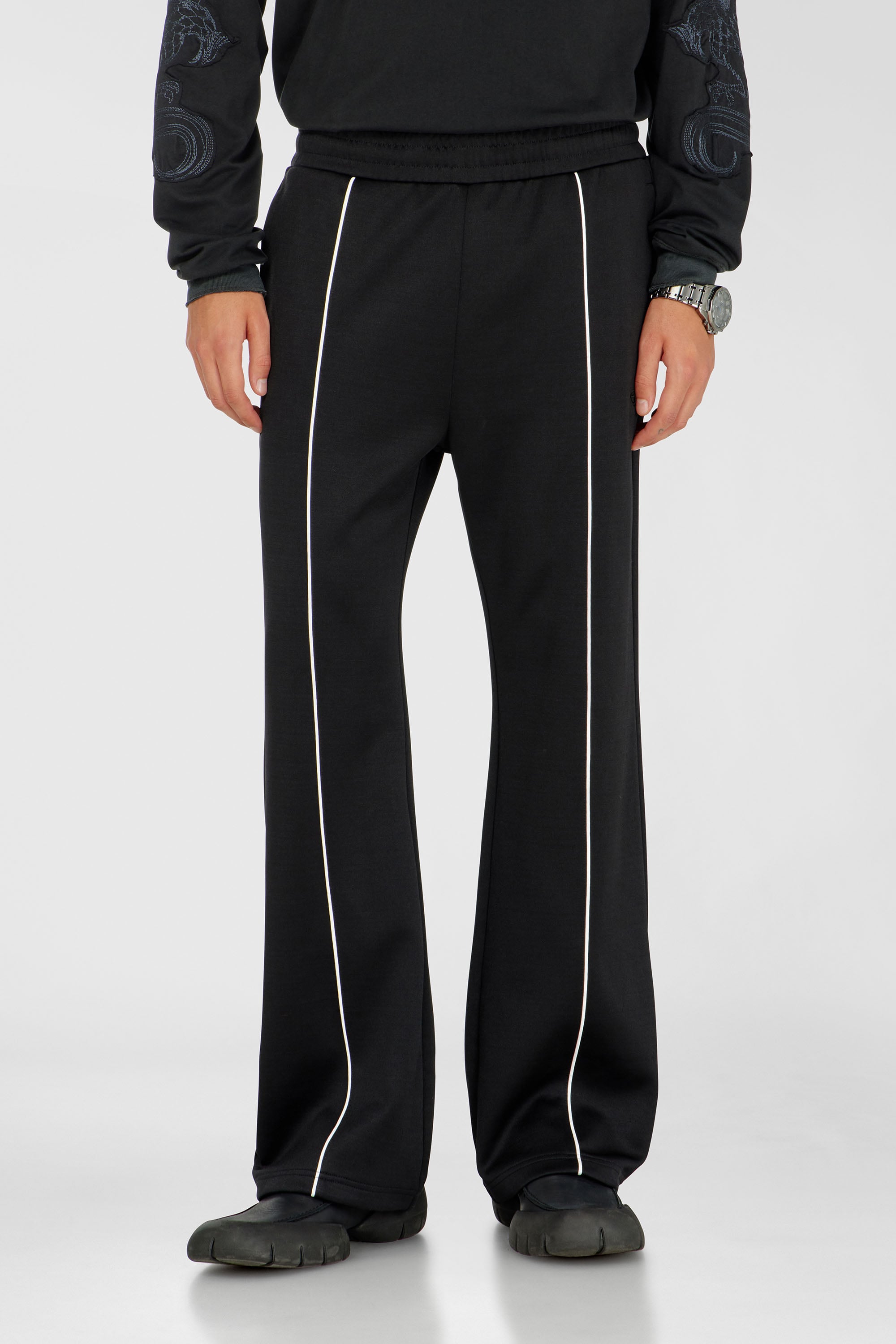 Diesel - P-LOCKING-DO, Man's Track pants with contrast piping in Black - 1