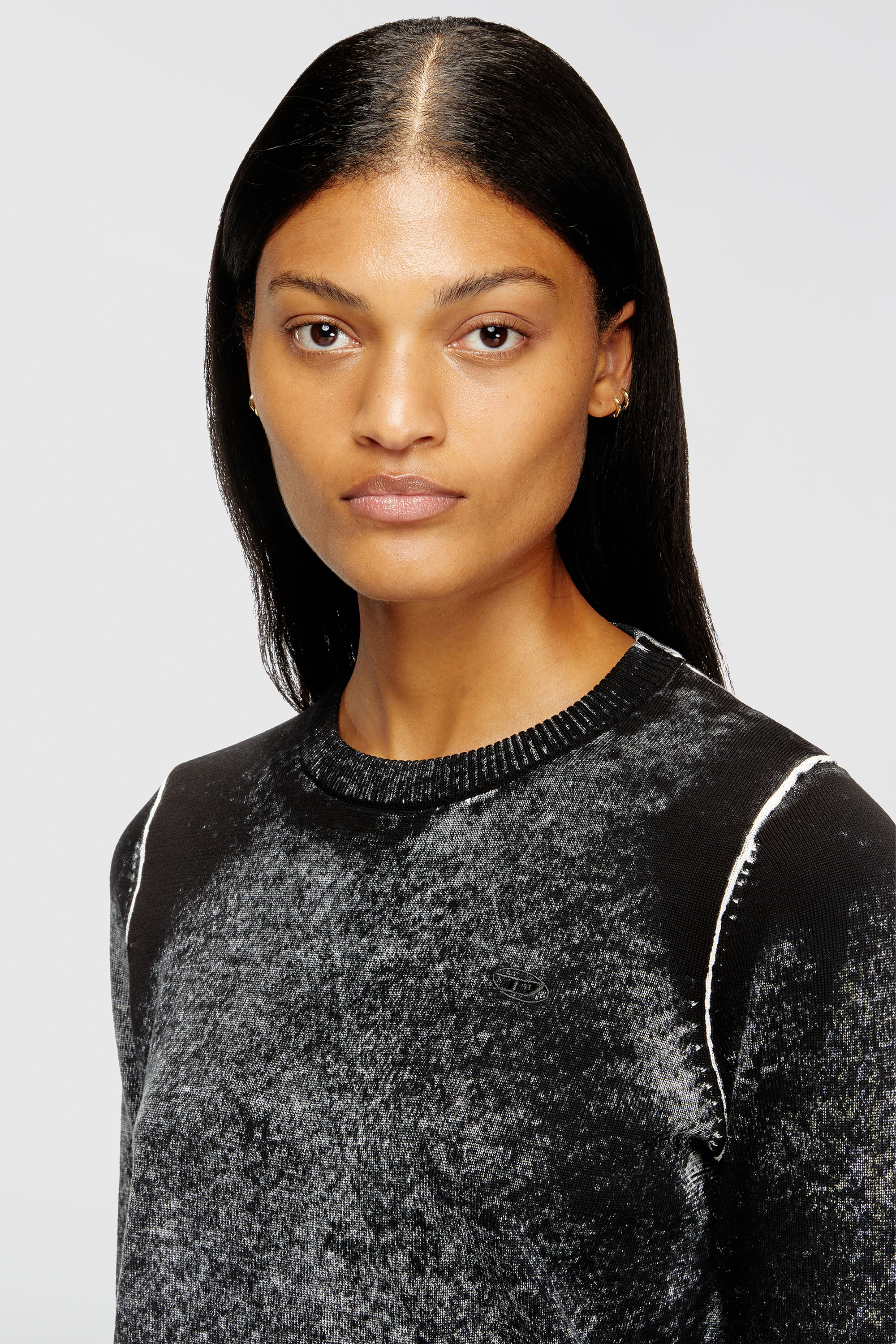 Diesel - M-LOVRE, Woman's Jumper with faded reverse print in Grey/Black - 5