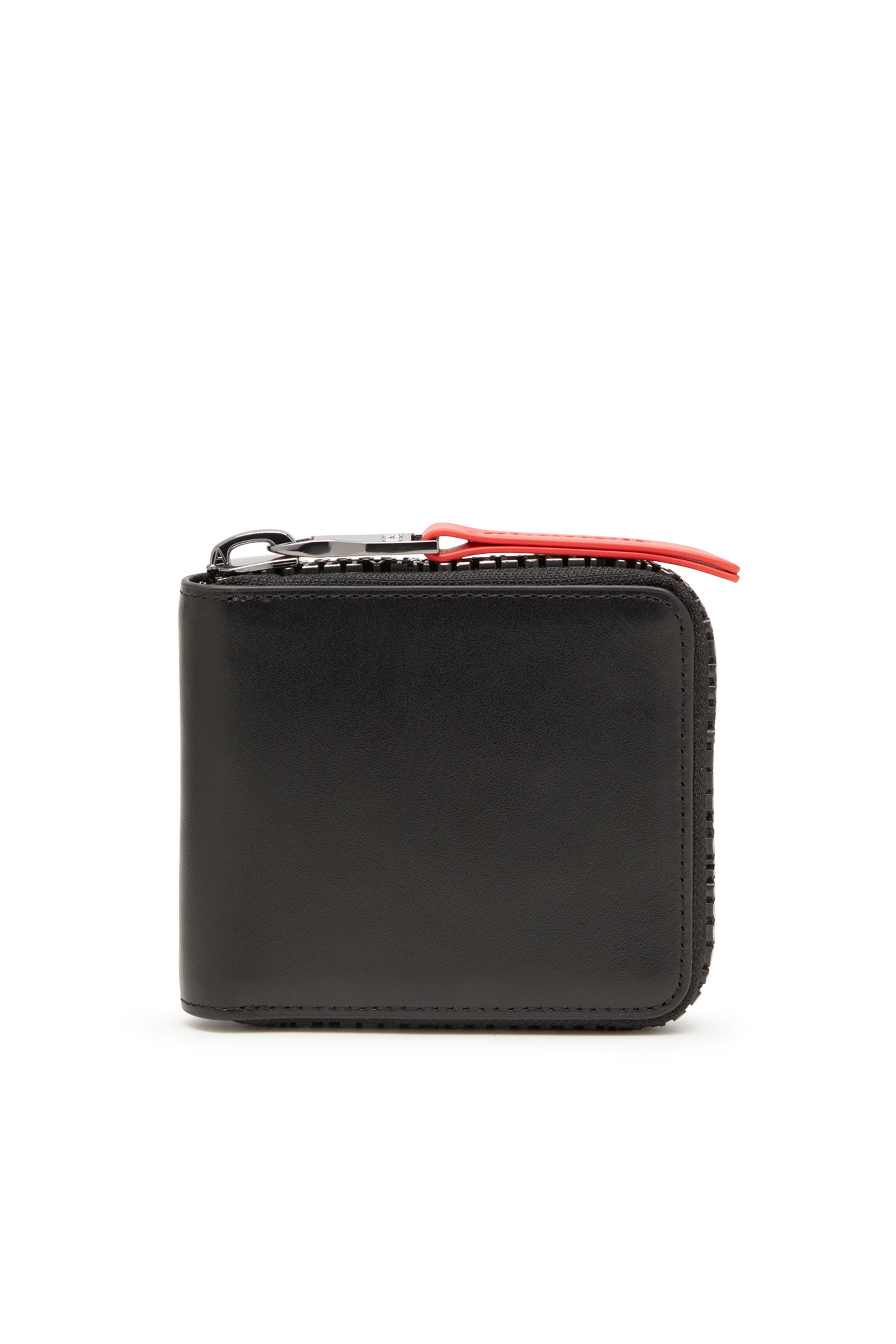 Diesel - ZIP-D BI-FOLD COIN ZIP XS, Man Leather zip wallet with logo zip in Black - Image 2