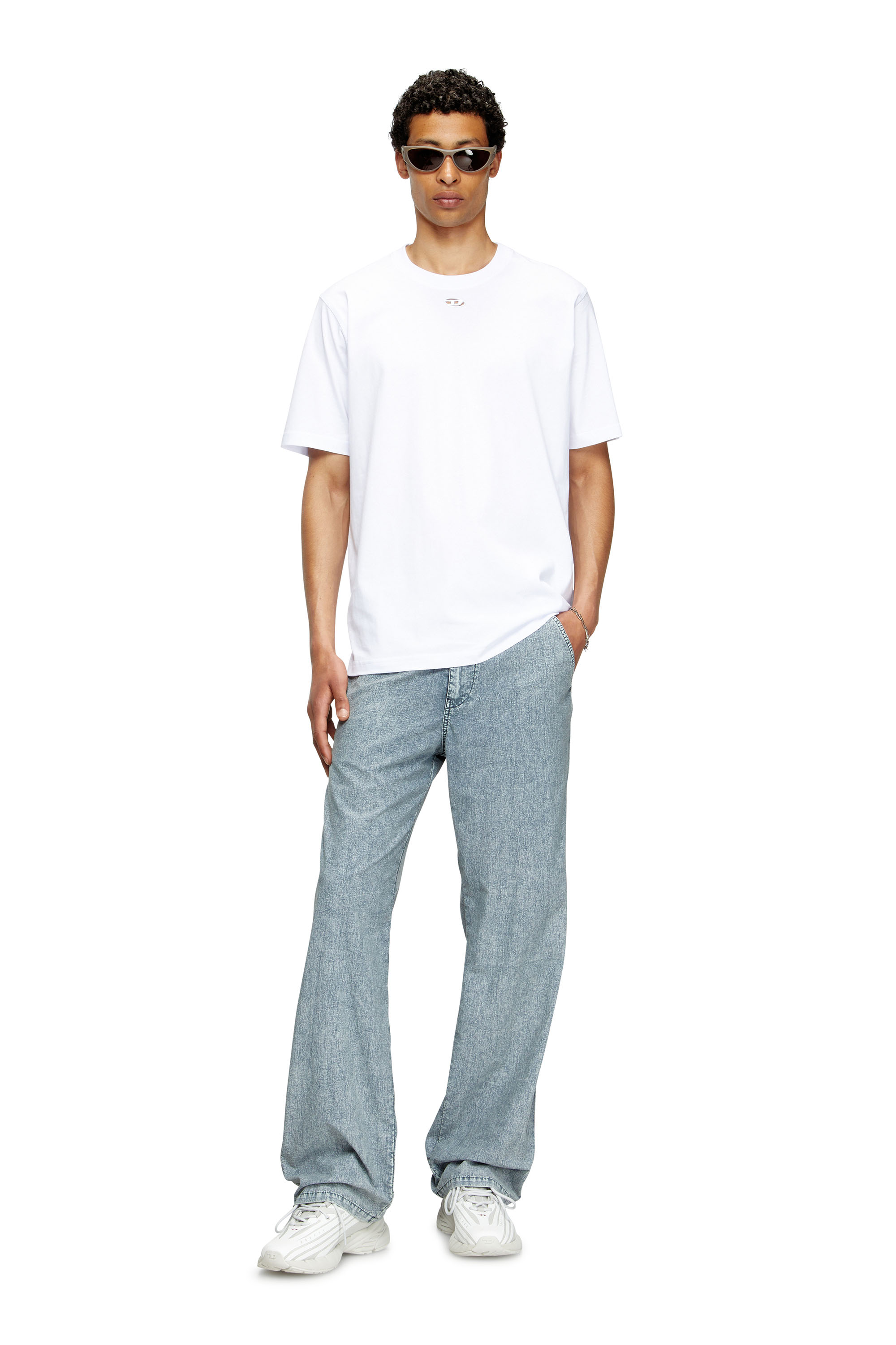 Diesel - T-ADJUST-MAREY, Man's T-shirt with cut-out Oval D in White - 1