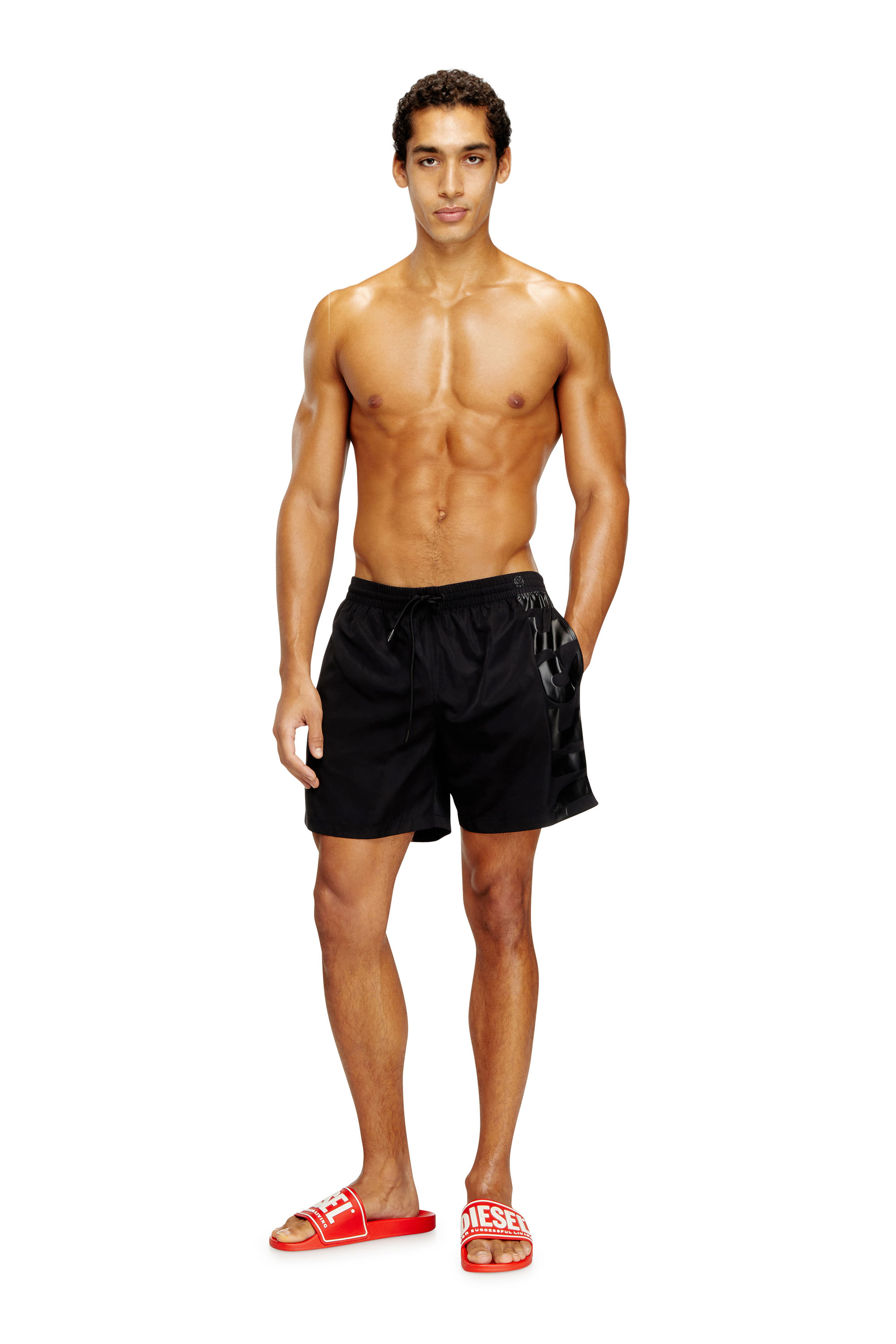 Diesel - RIO-41-D-CORE, Man's Mid-length swim shorts with maxi logo in Black - 2