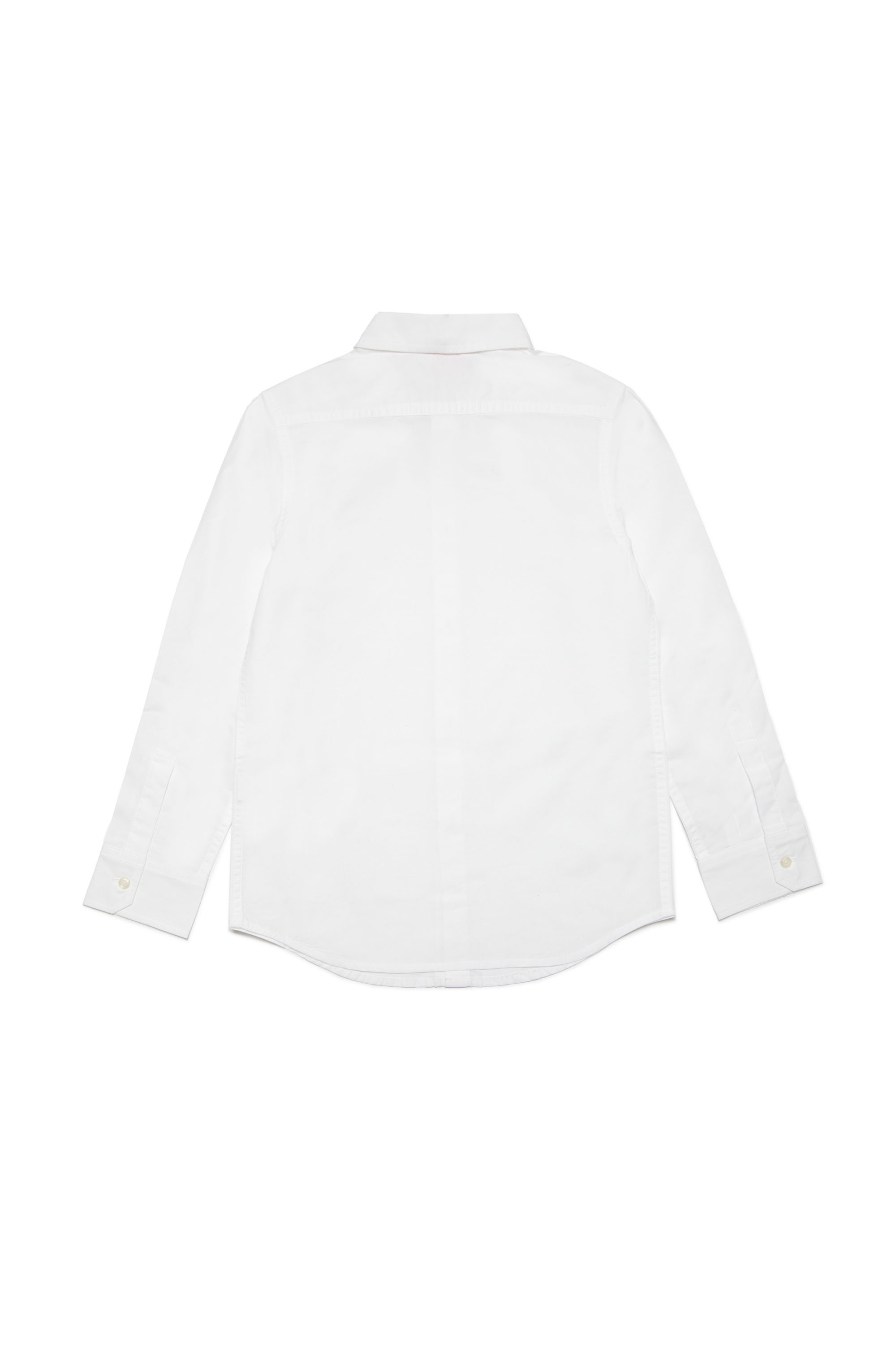 Diesel - CPING, Man's Cotton poplin shirt with logo collar in White - 2