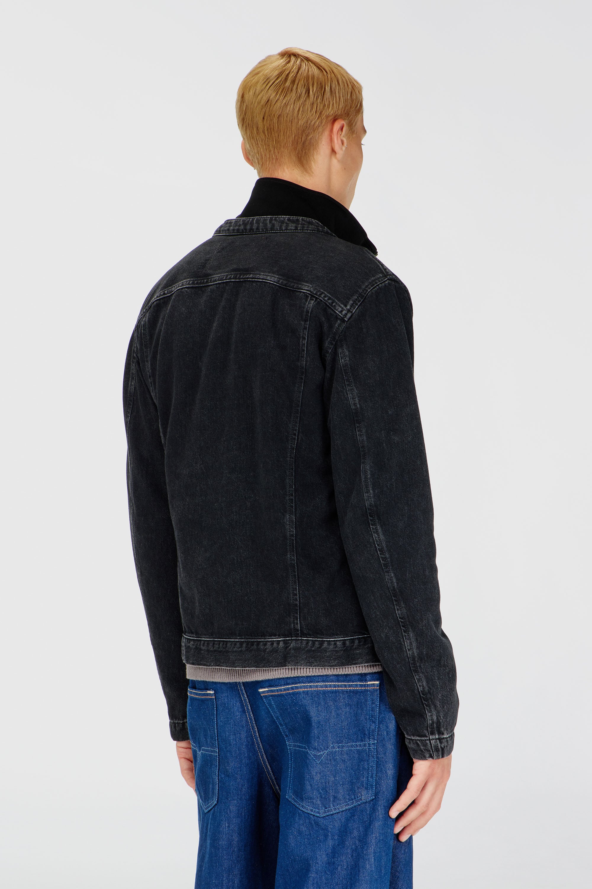 Men's Moto jacket in clean-wash denim | Black | Diesel GB