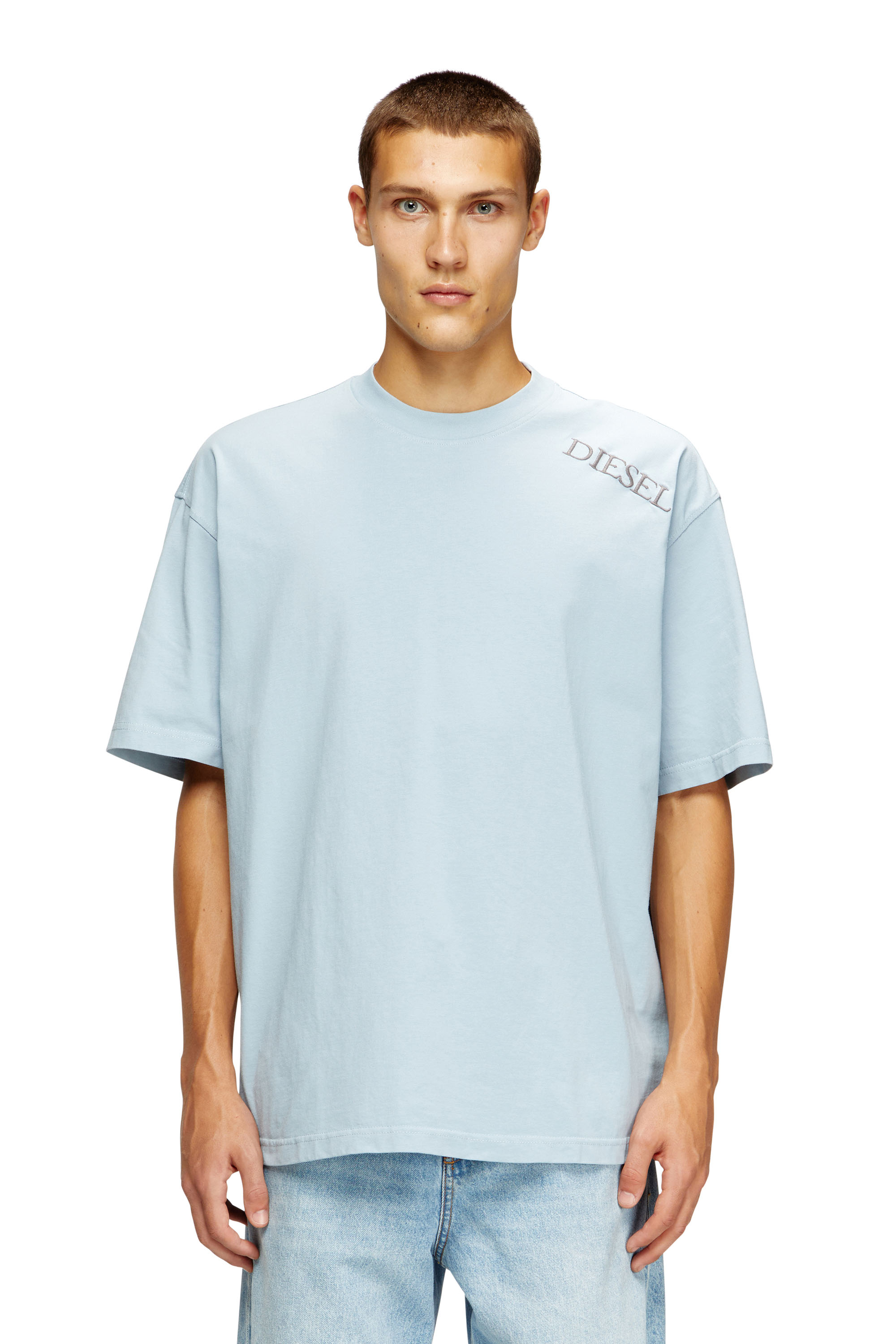 Diesel - T-BOGGY-T5, Man's Loose fit t-shirt with graphic print and logo in Light Blue - 3