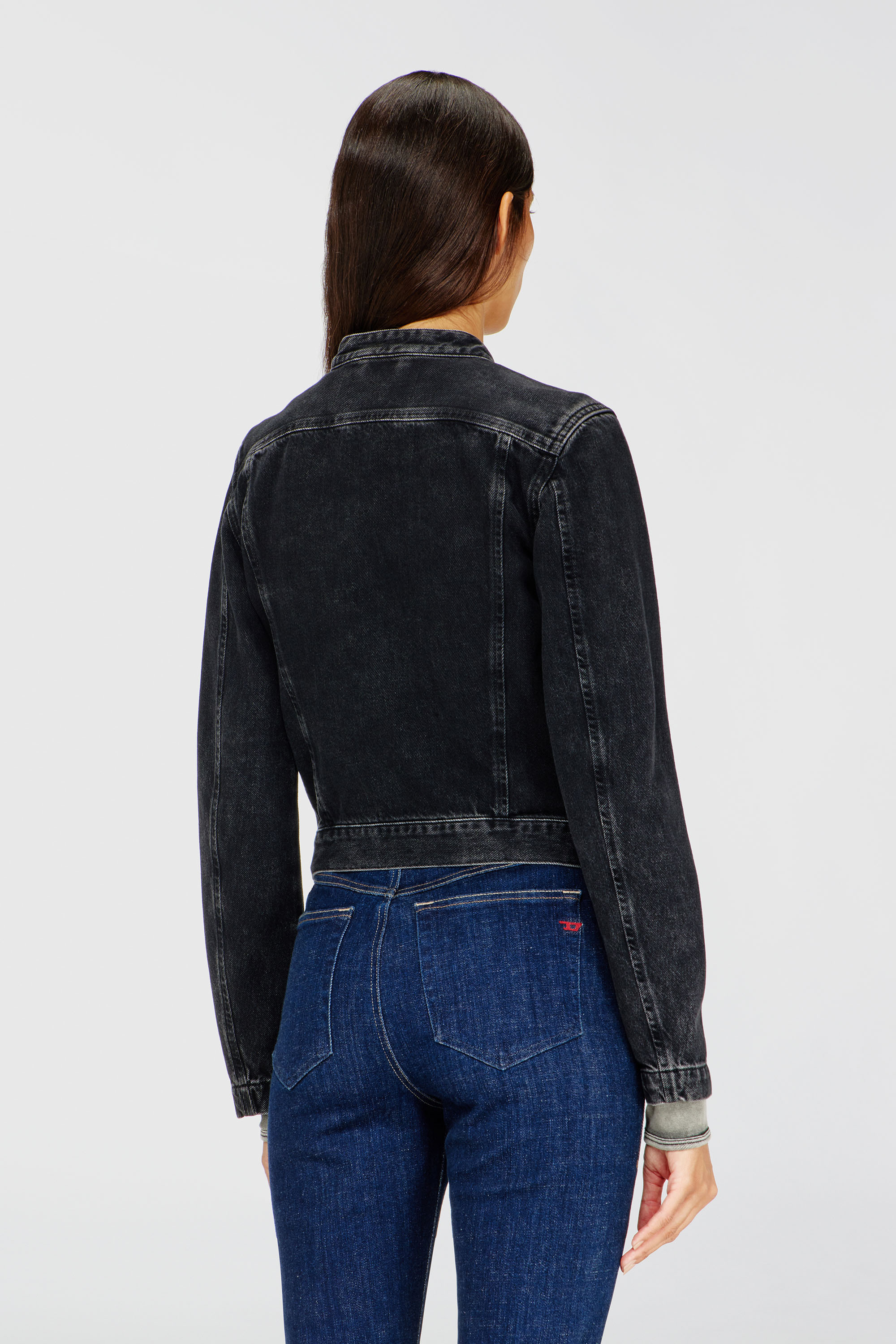 Women's Moto jacket in denim in clean-wash denim | Black | Diesel