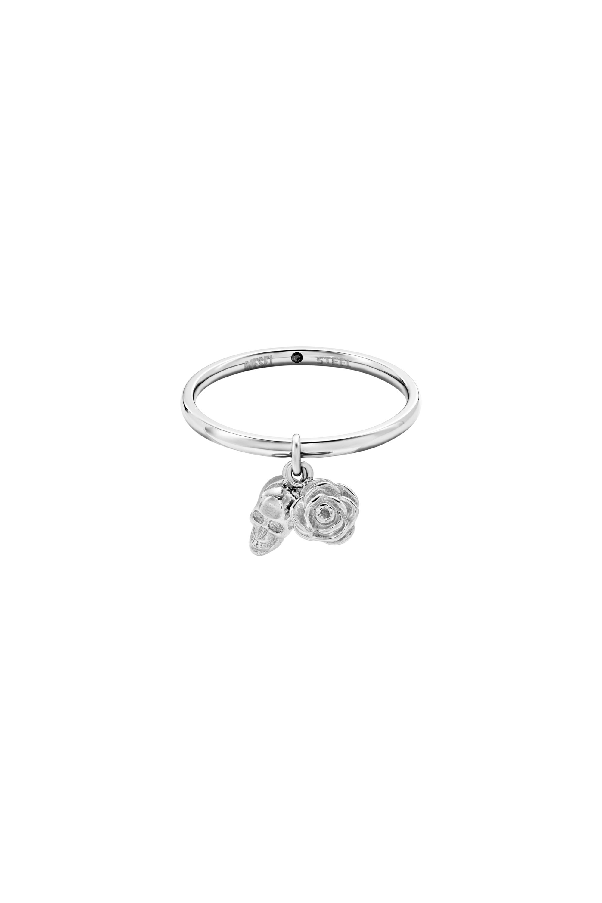 Diesel - DX1602040, Unisex's Stainless Steel Skull Charm Ring in Silver - 2