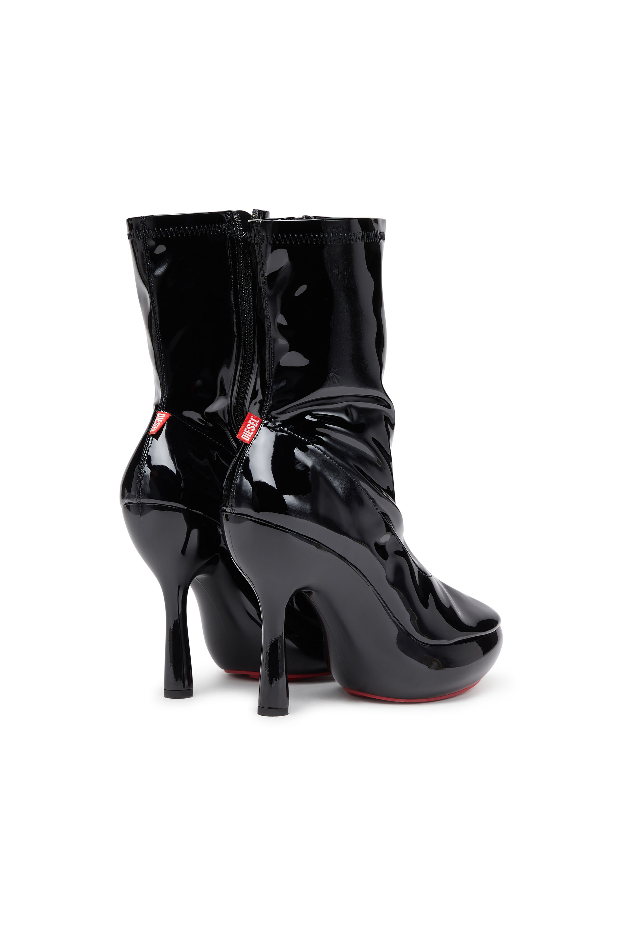 D-LAKE PLATFORM MIDB ZIP  STRETCH, Black Diesel - D-LAKE PLATFORM MIDB ZIP  STRETCH, Woman's D-Lake-Platform ankle boots in patent stretch PU in Black - 3