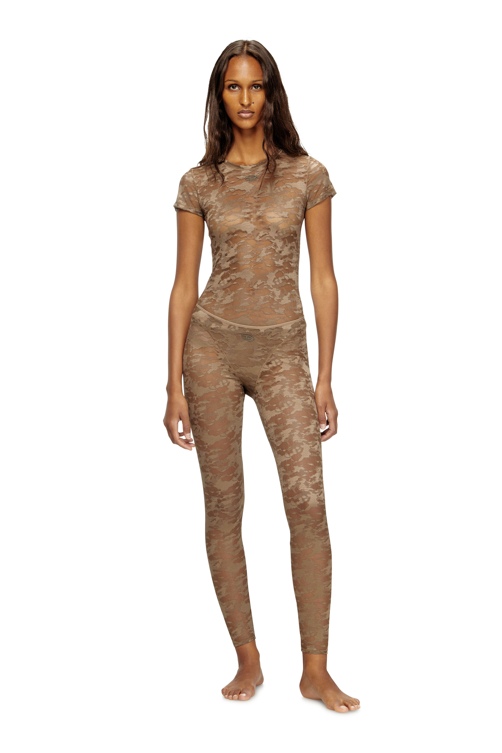 Diesel - CLAIRE-UTLT, Woman's Camo lace leggings in Brown - 1