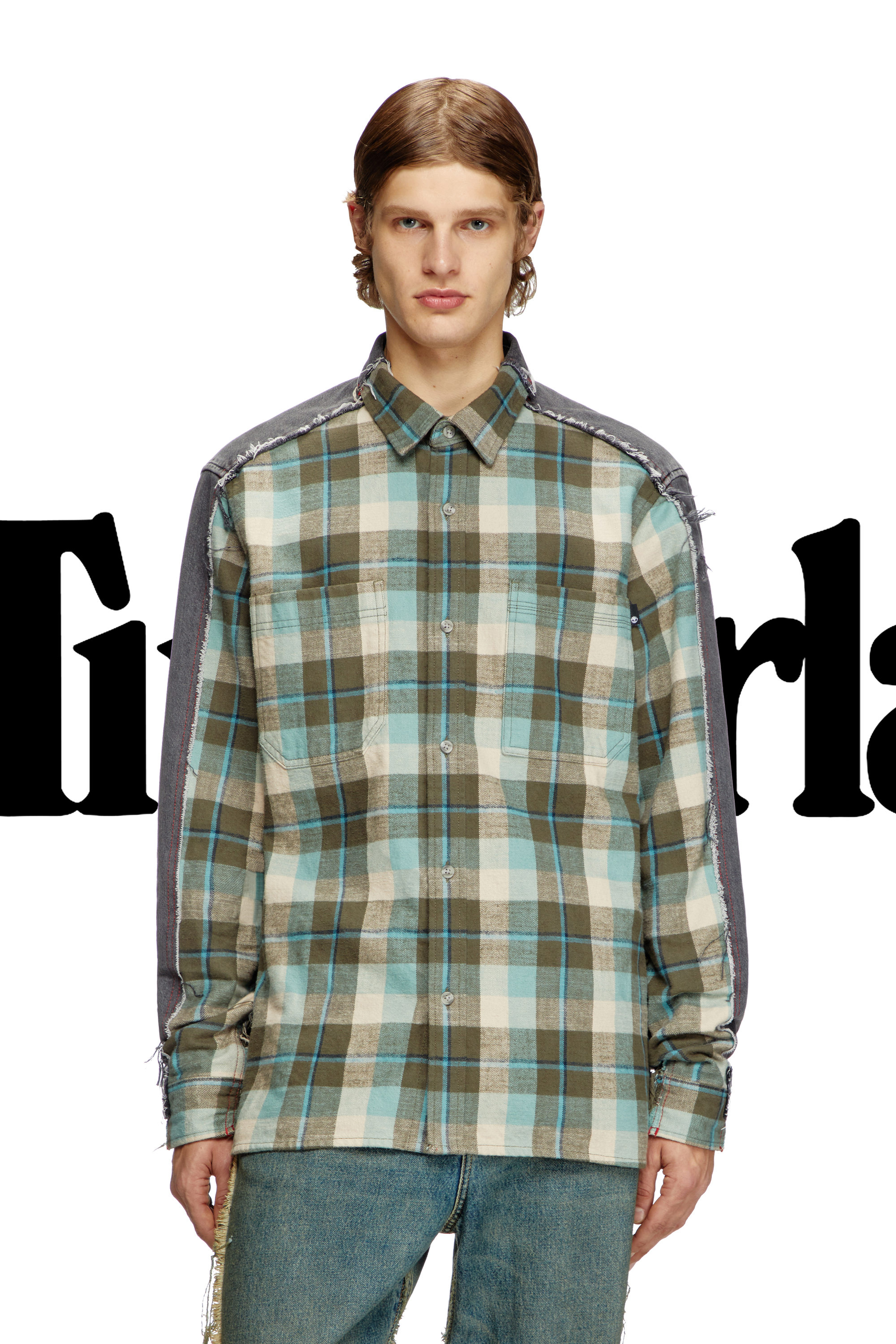 Diesel - Shirt Dieseloves 2B, Unisex's Check and denim shirt in Green/Black - 1