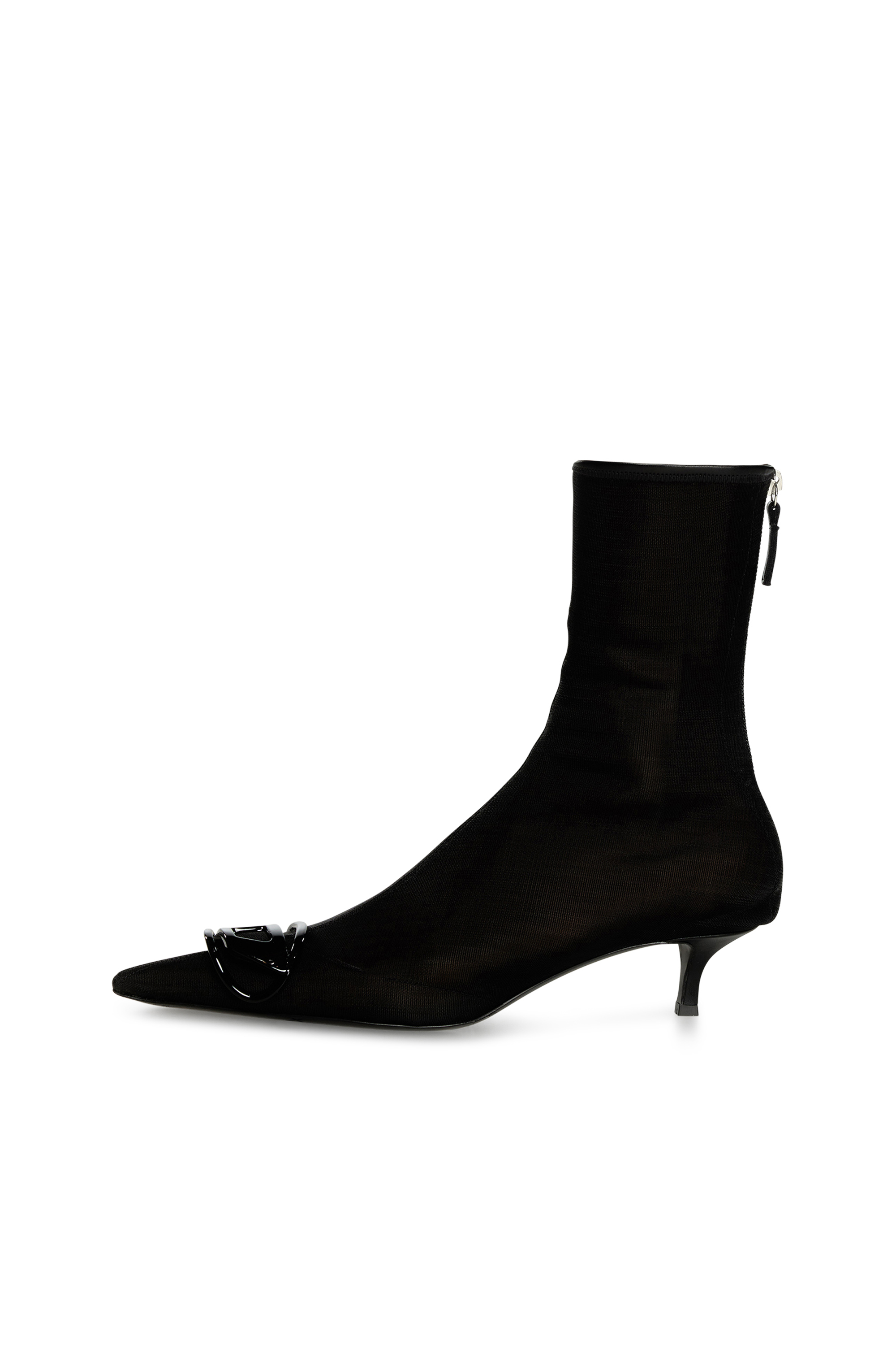 Diesel - D-VENUS KITTIE BT, Woman's Stretch-mesh ankle boots with kitten heel in Black - 5