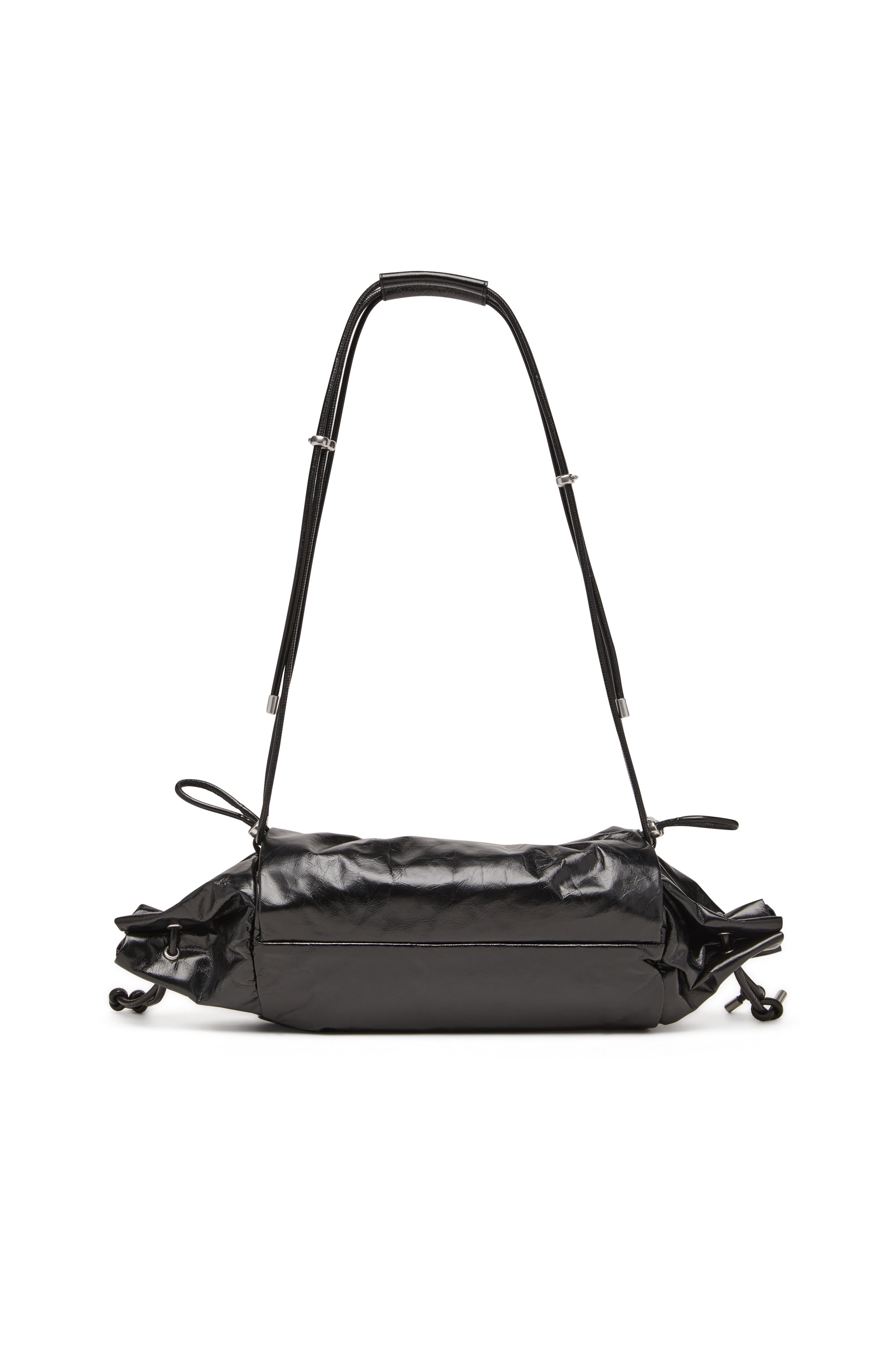 Women's Scrunch-D M-Shoulder bag in shiny leather | Black | Diesel