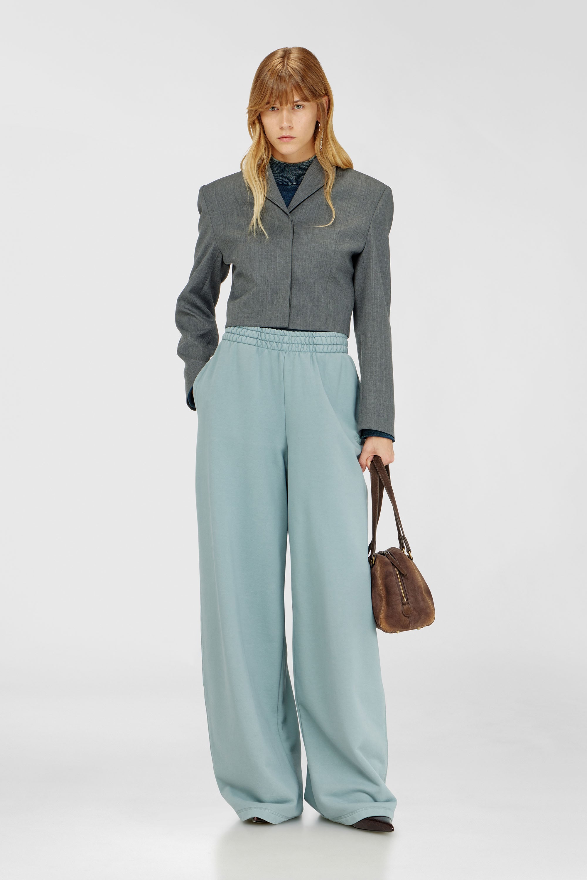 Diesel - P-ZENIA-OD, Woman's Loose track pants with elastic waistband in Light Blue - 1