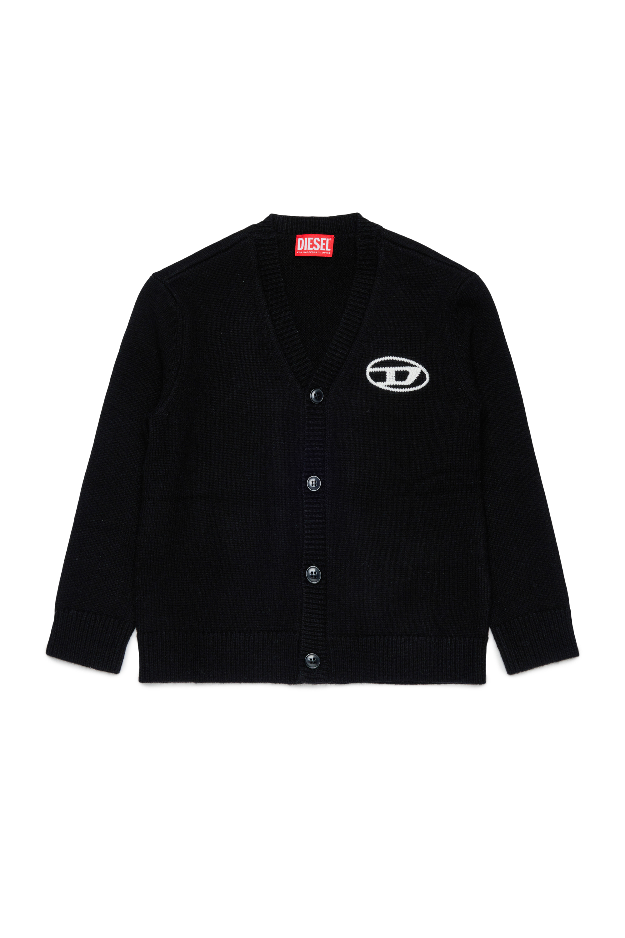 Diesel - KLABO CARDIGAN OVER, Man's Cashmere-enriched cardigan with Oval D logo in Black - 1