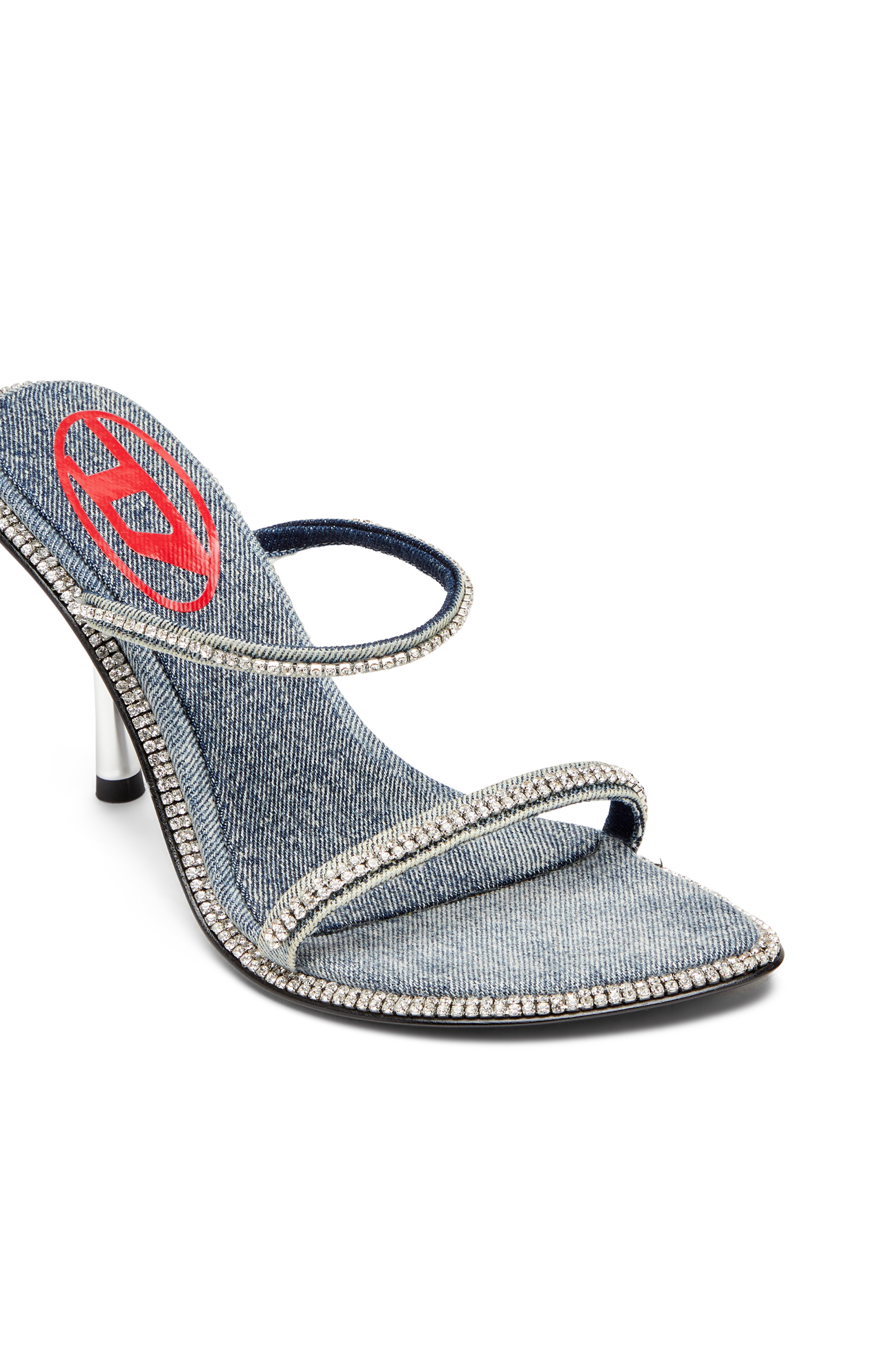 Diesel - D-HAVANNA SDL, Woman's Heeled mules in crystal denim in Light Blue - 5