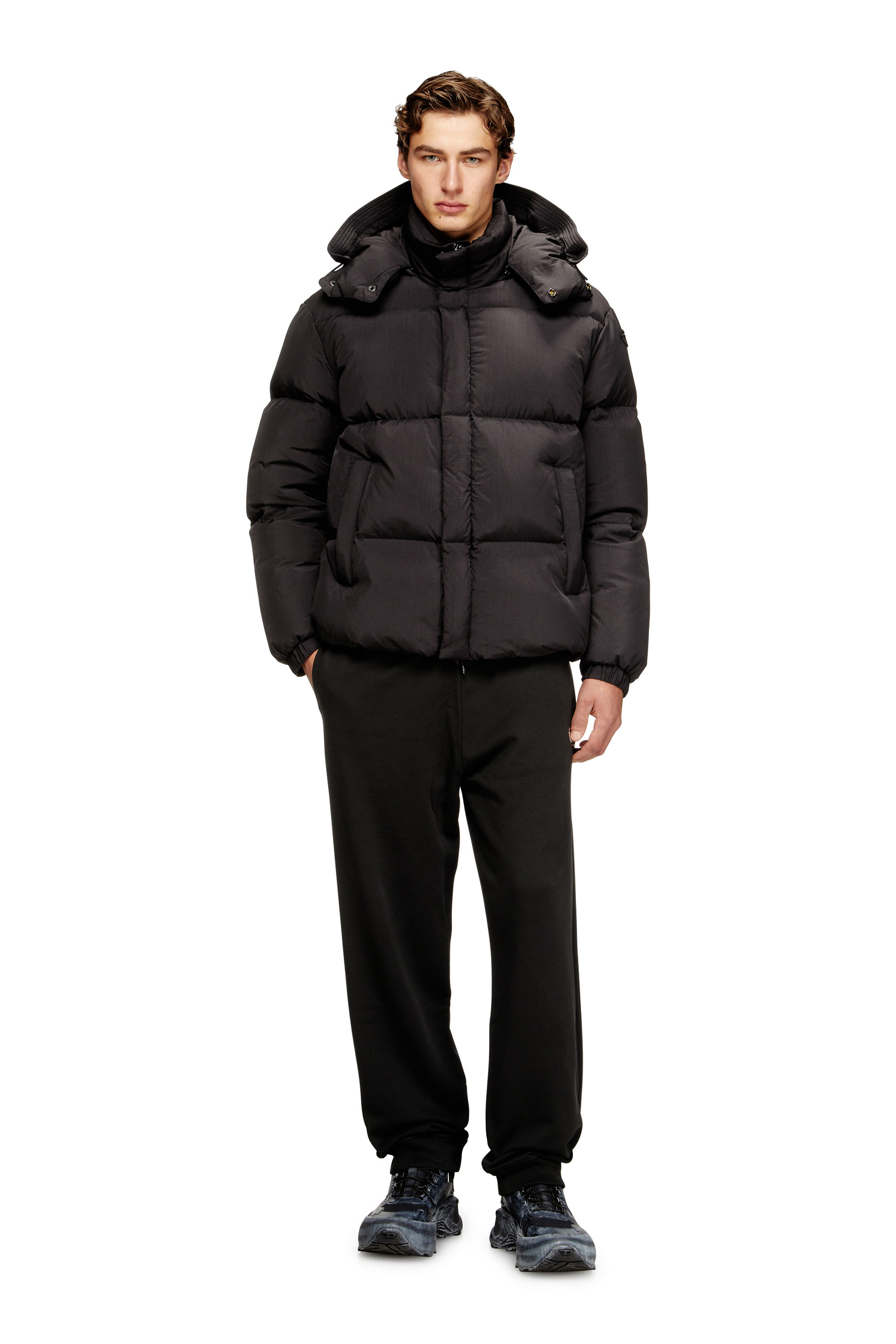 Diesel - W-ROLFYS-WRD, Man's Quilted down jacket in ViralOff&reg; Taslan in Dark grey - 2