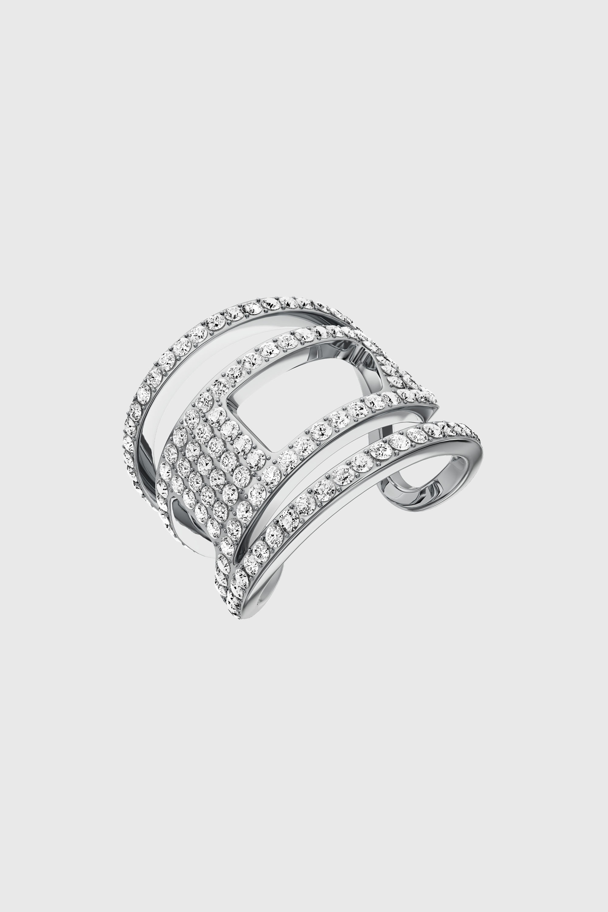 Stainless steel glitz D band ring