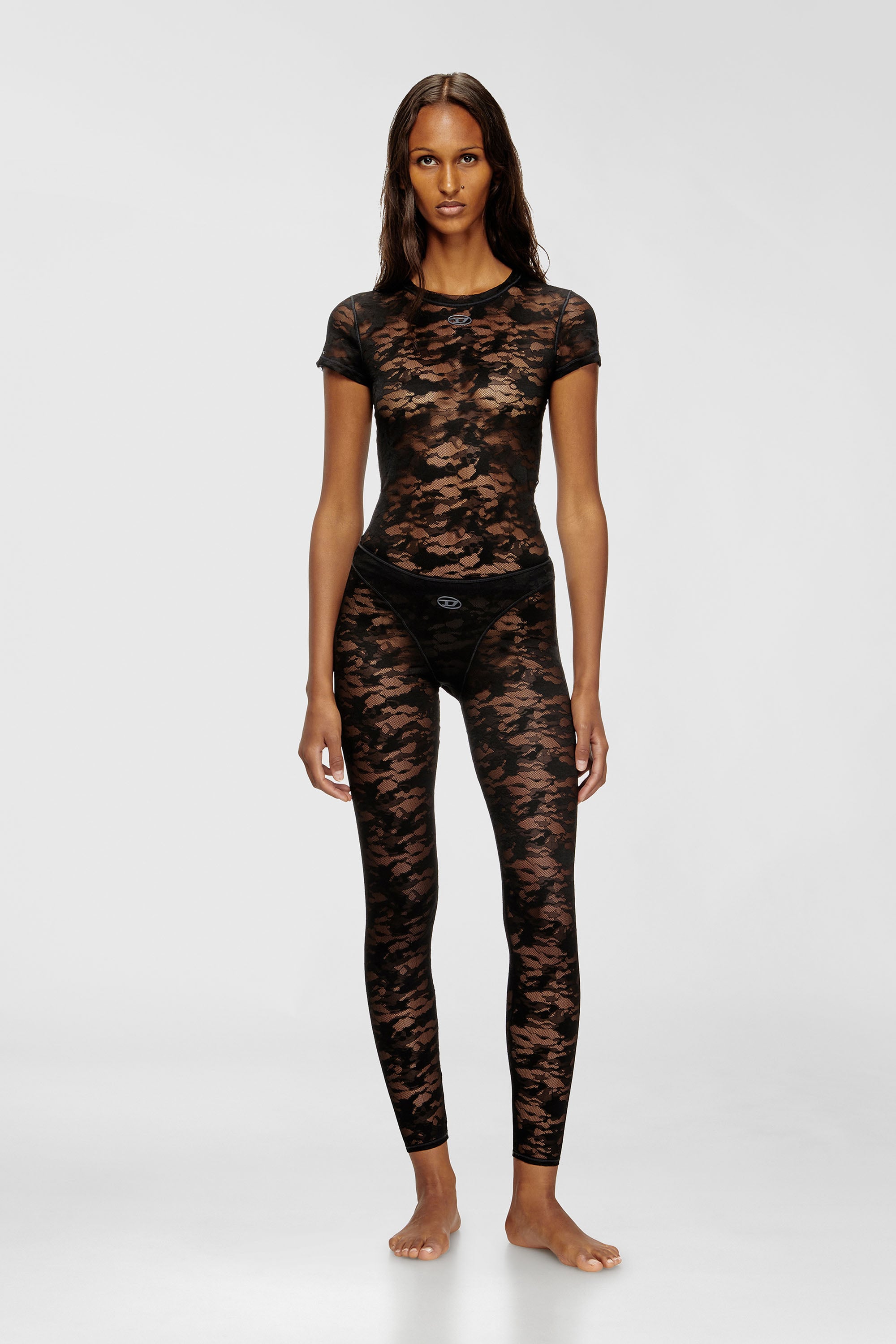Diesel - CLAIRE-UTLT, Woman's Camo lace leggings in Black - 2