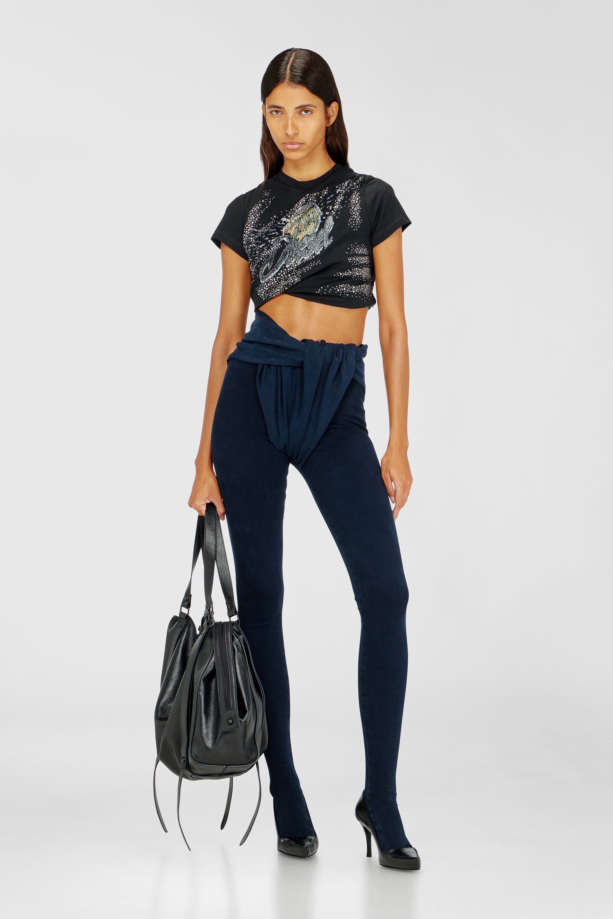 Diesel - T-WINCY, Woman's Rucked-up T-shirt in double-layer jersey in null - 2