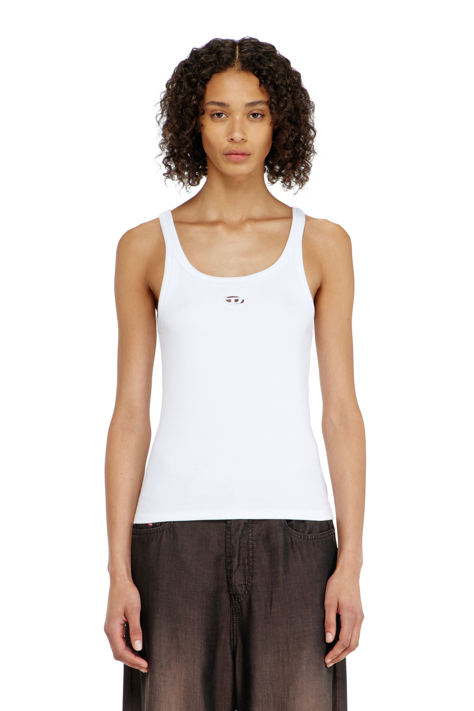 Diesel - T-WIFE-OD, Woman's Slim tank top with laser-cut Oval D in White - 1