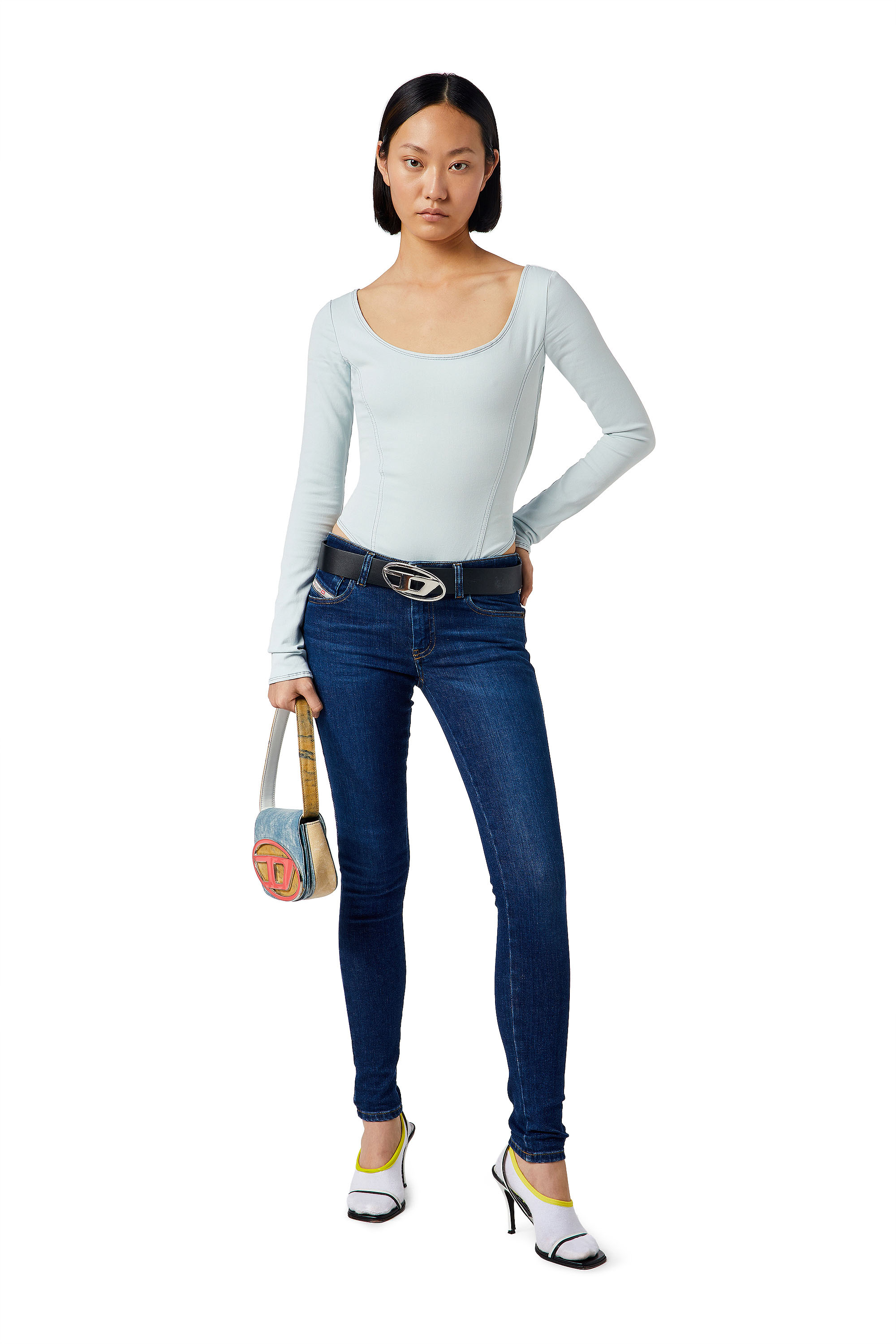Diesel - D-CHO TRACK DENIM BODYSUIT, Light Blue - Image 4