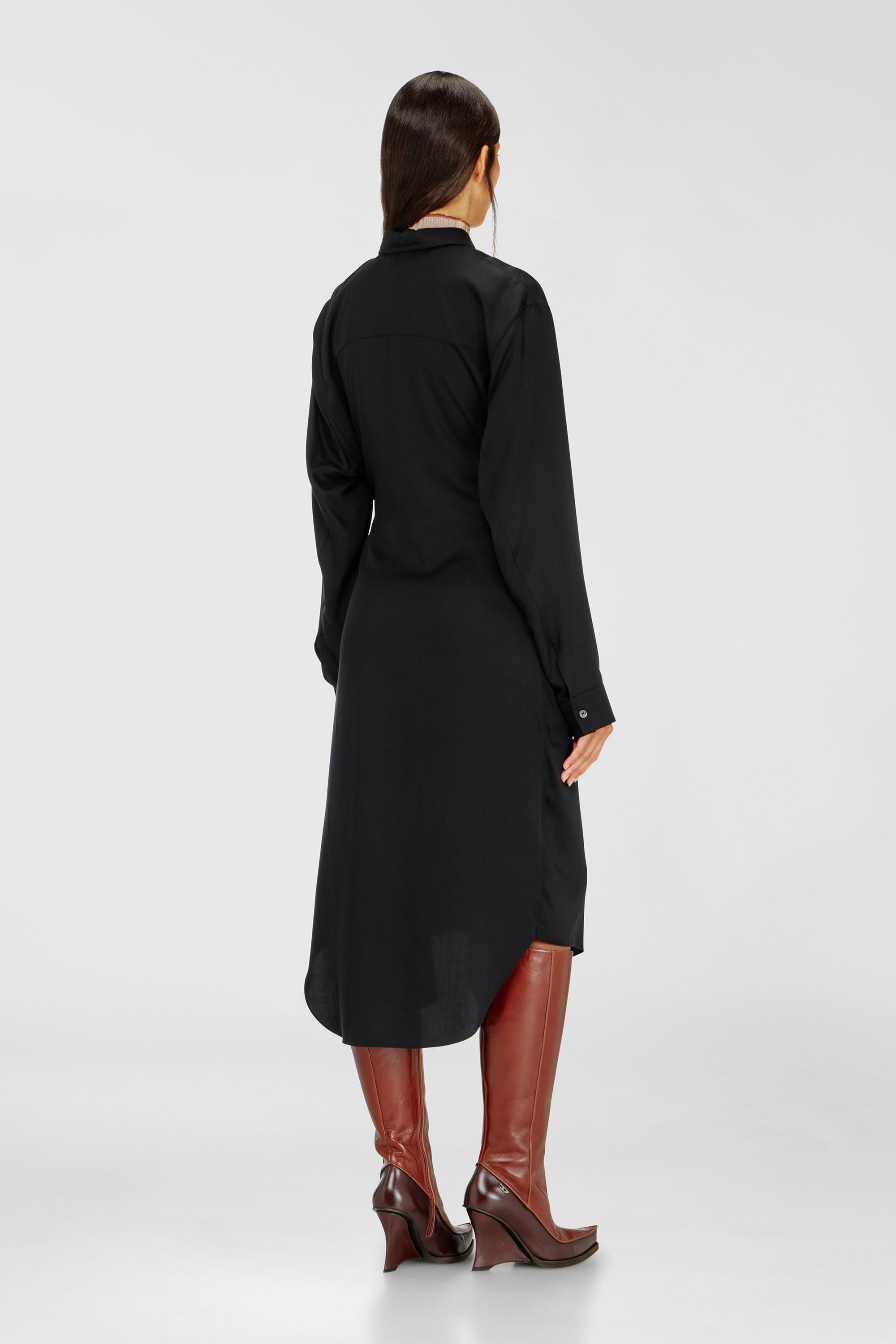 Ｙ*Ｕ様 ebure LONG SHIRT DRESS Women's Midi shirt dress with twisted detail | Black | Diesel