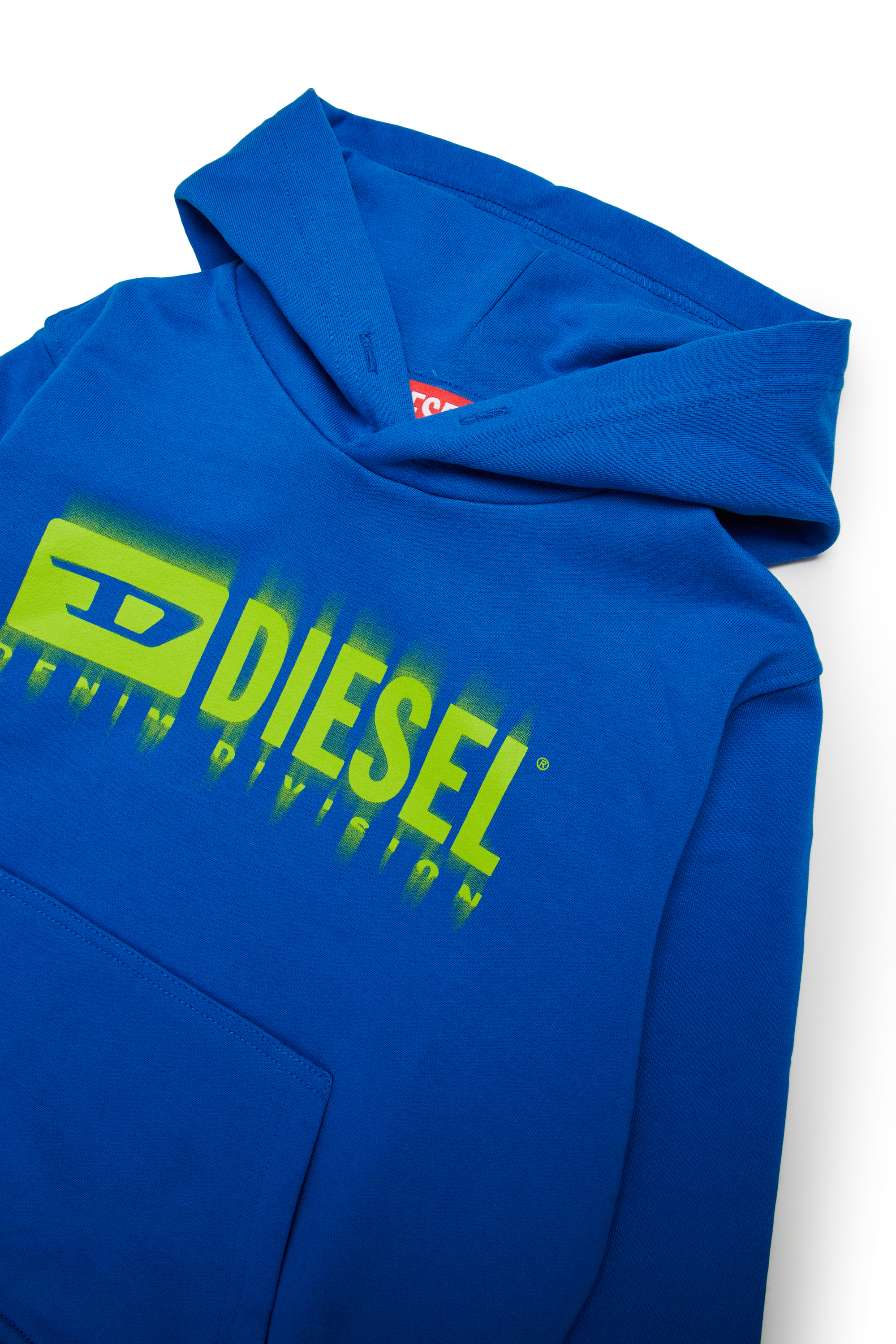 Diesel - SGINNHOODL5 OVER, Man's Hoodie with smudged logo in Blue - 3