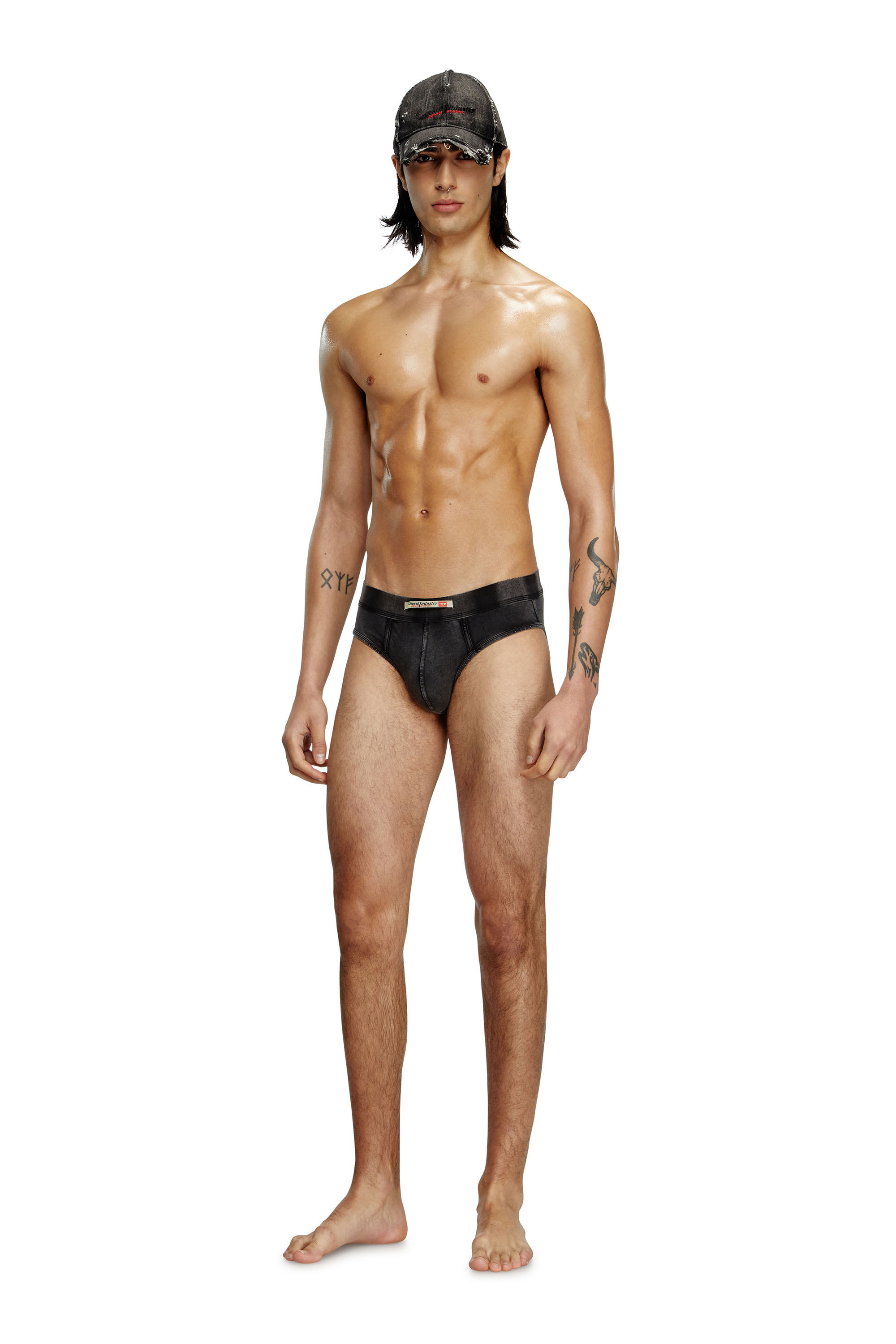 Diesel - UMBR-ANDRE-H, Man's Briefs in denim-effect cotton in Black - 1