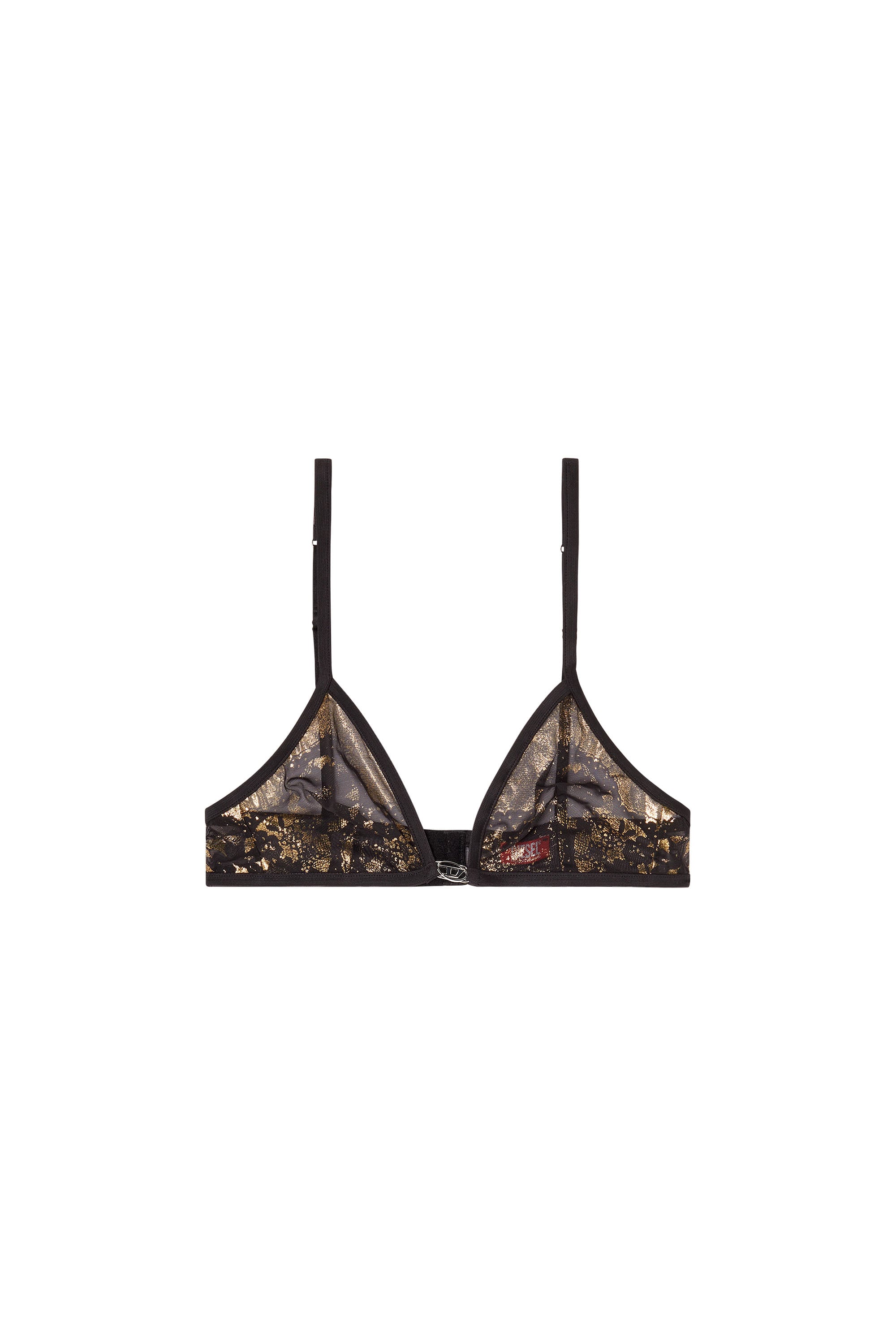 Diesel - LUNA-GFT, Woman's Stretch-tulle bra with metallic effect in Black/Gold - 3