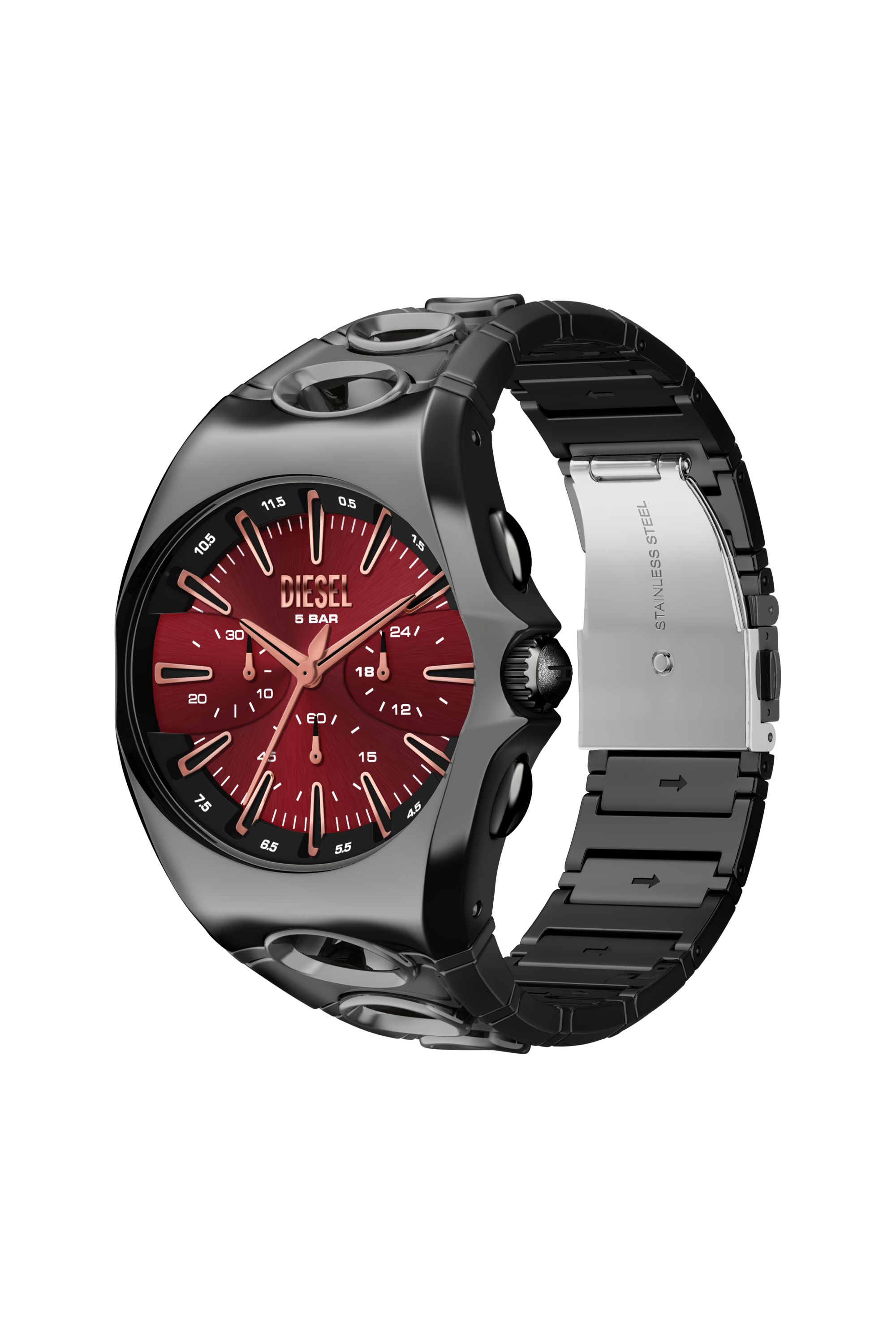 Diesel - DZ4726 WATCH, Man's D-Curve gunmetal stainless steel watch in Black - 5