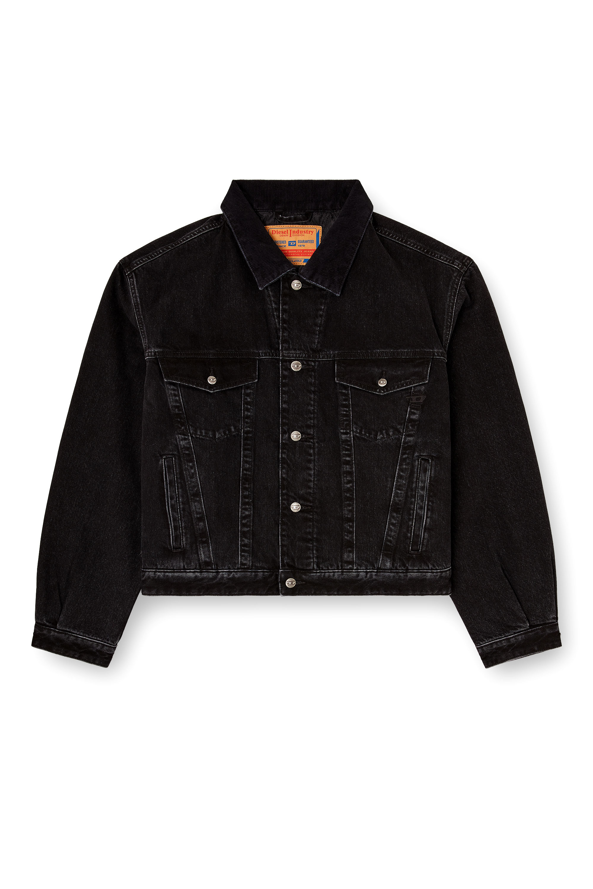 Diesel - D-RANGER-T, Unisex's Padded trucker jacket in denim in Black - 3