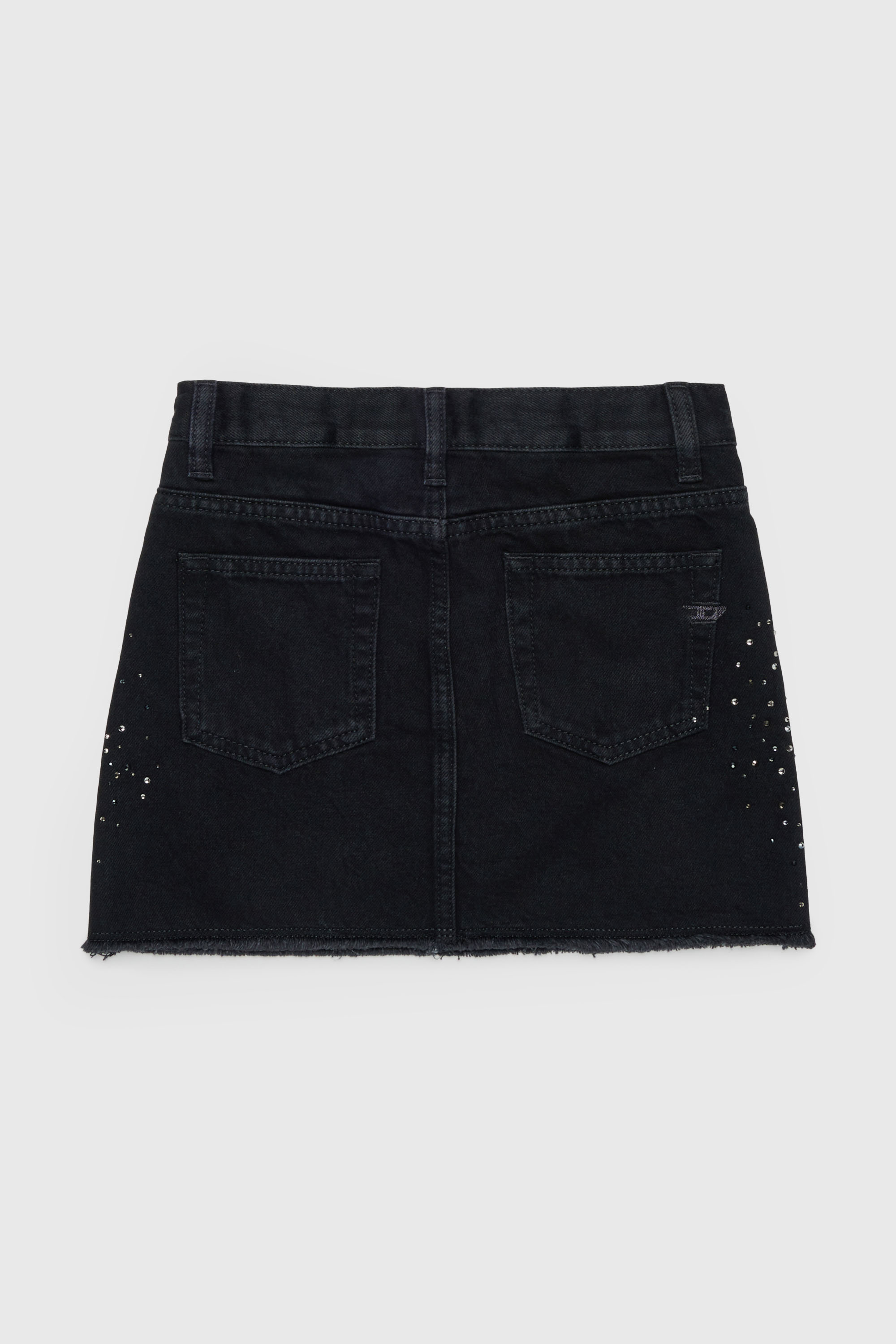 Diesel - GIANNA-SP, Woman's Frayed denim mini skirt with rhinestones in Black/Dark grey - 2
