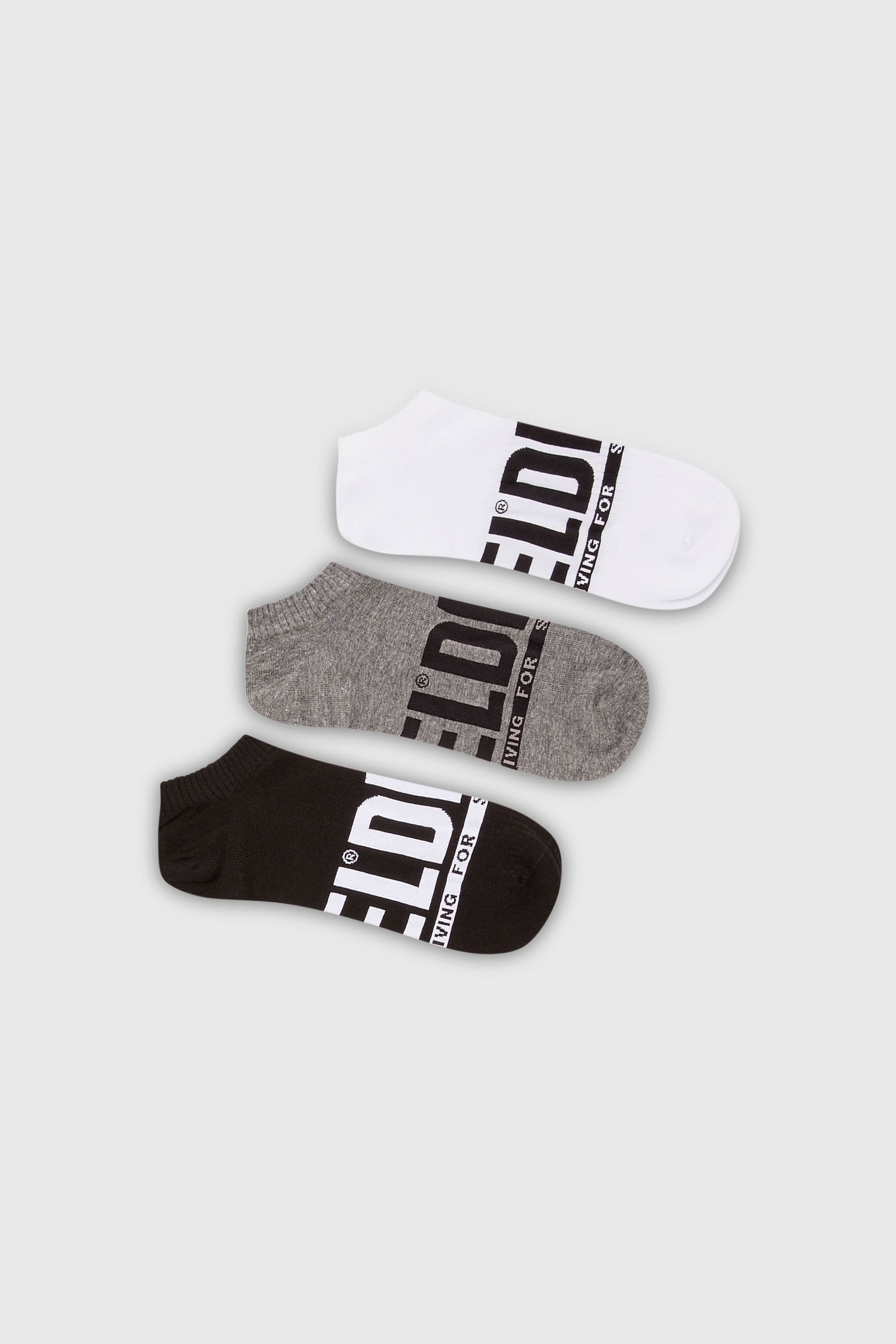 Diesel - SKM-GOST-THREEPACK, Man's Three-pack low-cut logo socks in White/Grey - 1