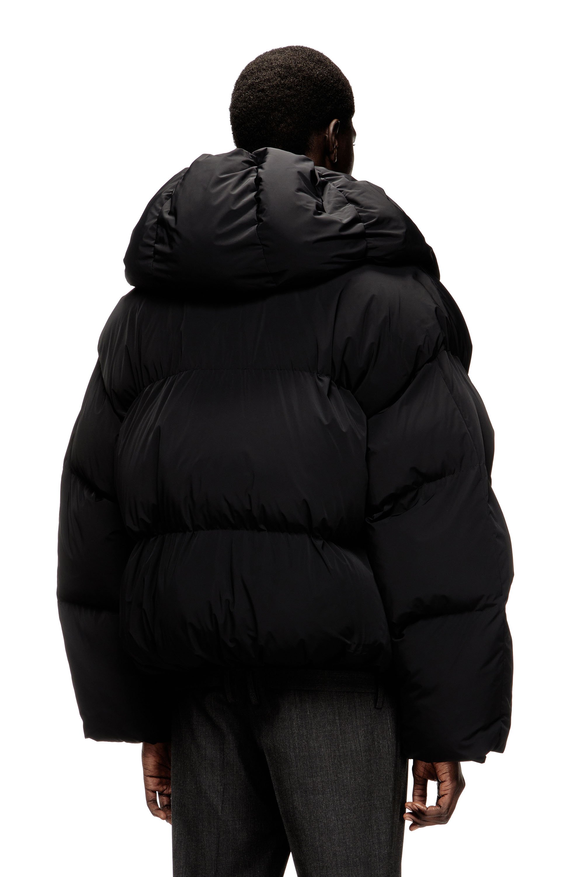 Diesel - J-SCOTTS-PADDED-A, Man's Wrap puffer jacket in stretch nylon in Black - 4